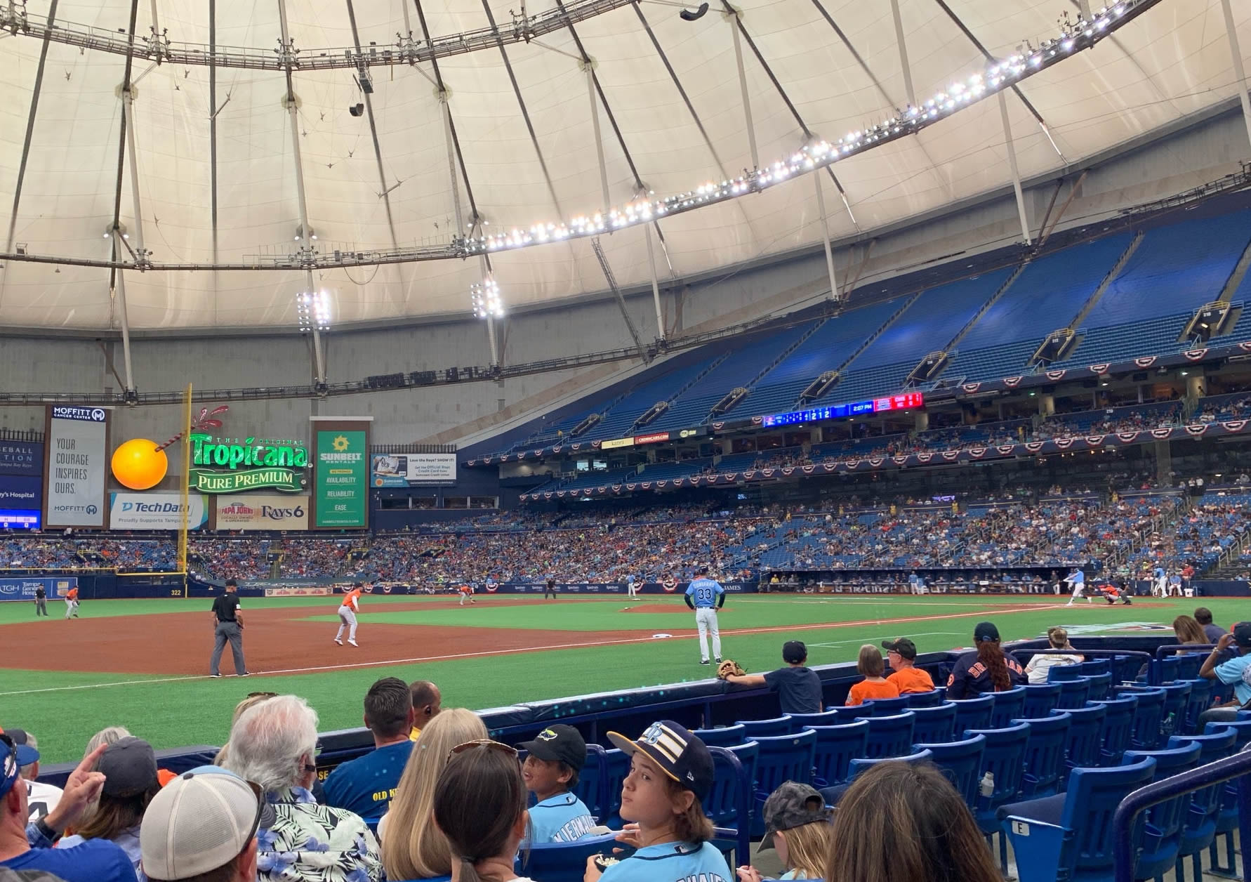section 121, row f seat view  for baseball - tropicana field