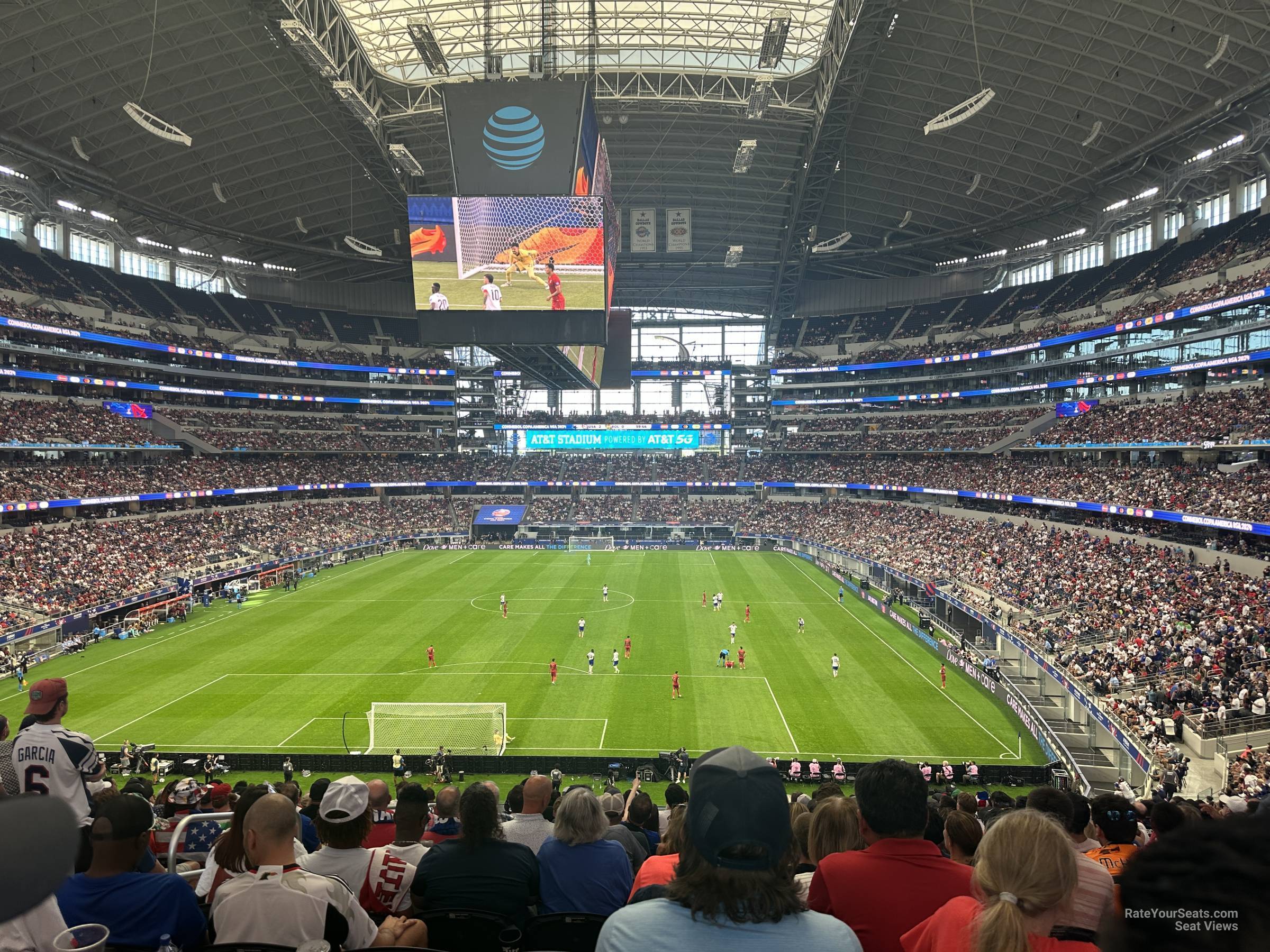 section 221, row 15 seat view  for soccer - at&t stadium (cowboys stadium)