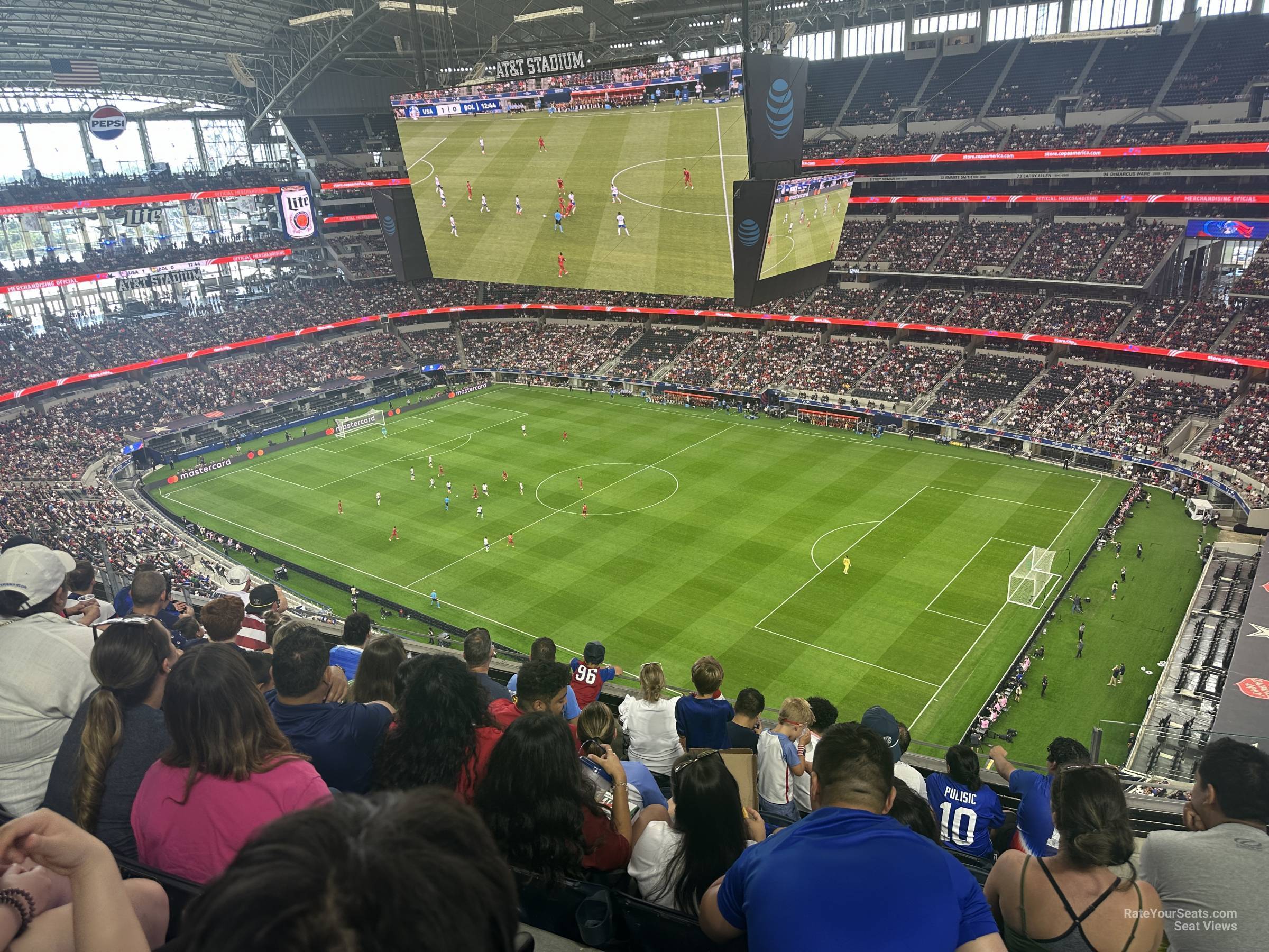 section 407, row 6 seat view  for soccer - at&t stadium (cowboys stadium)