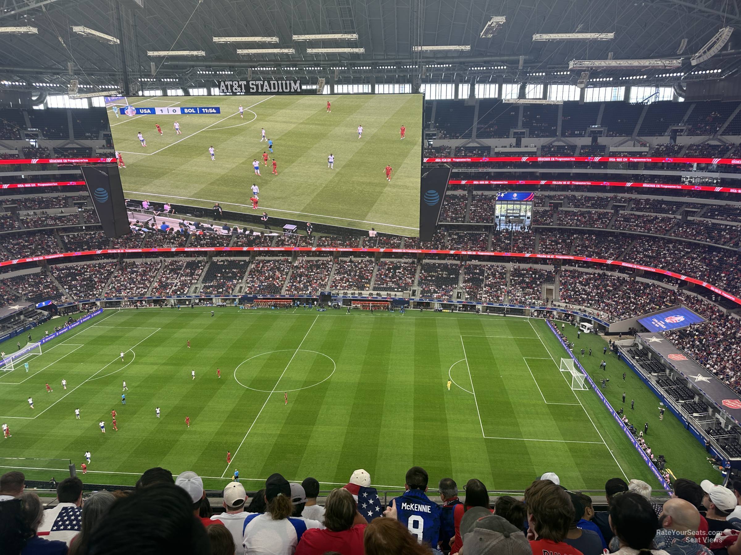 section 410, row 6 seat view  for soccer - at&t stadium (cowboys stadium)