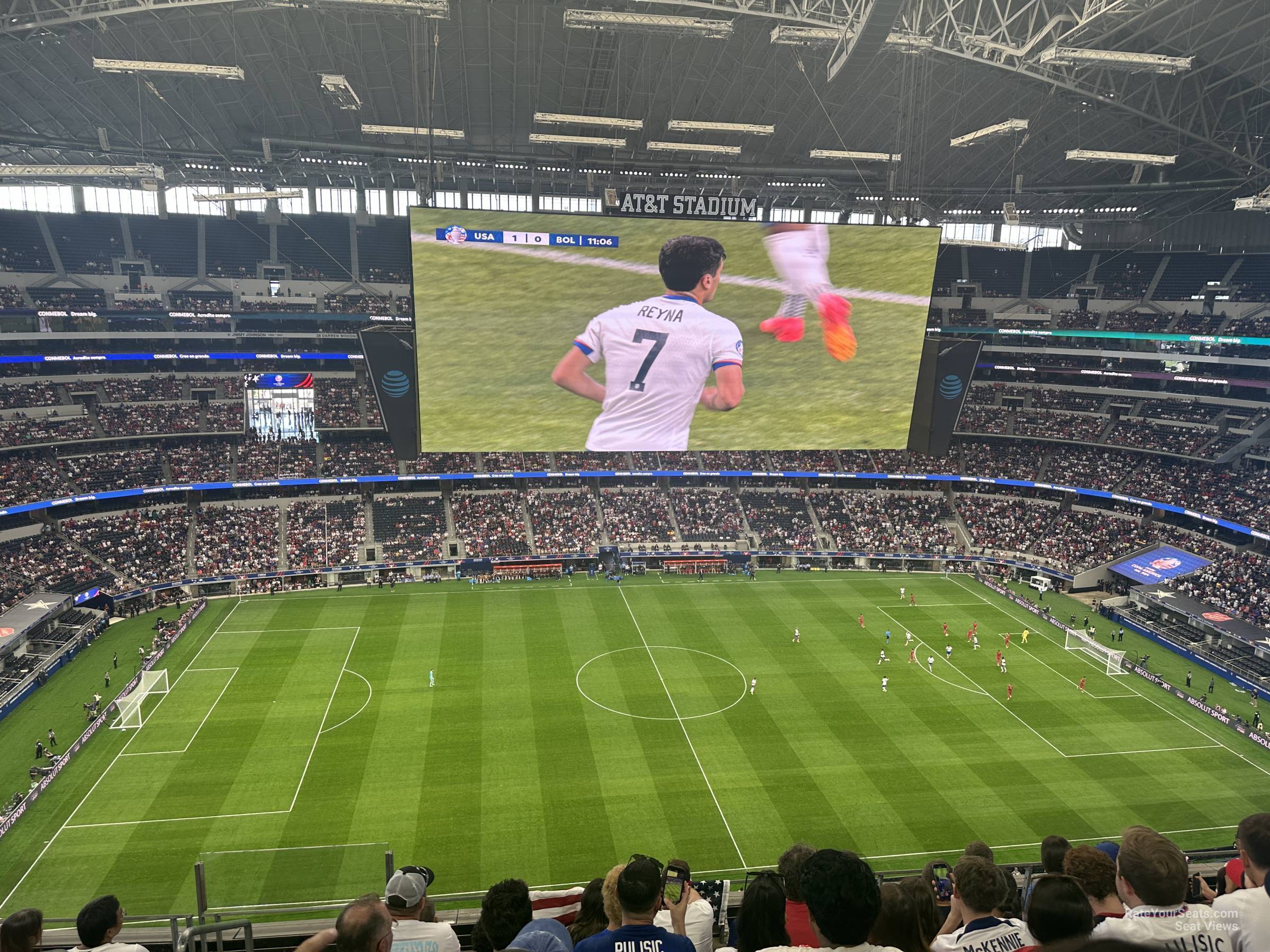 section 413, row 6 seat view  for soccer - at&t stadium (cowboys stadium)