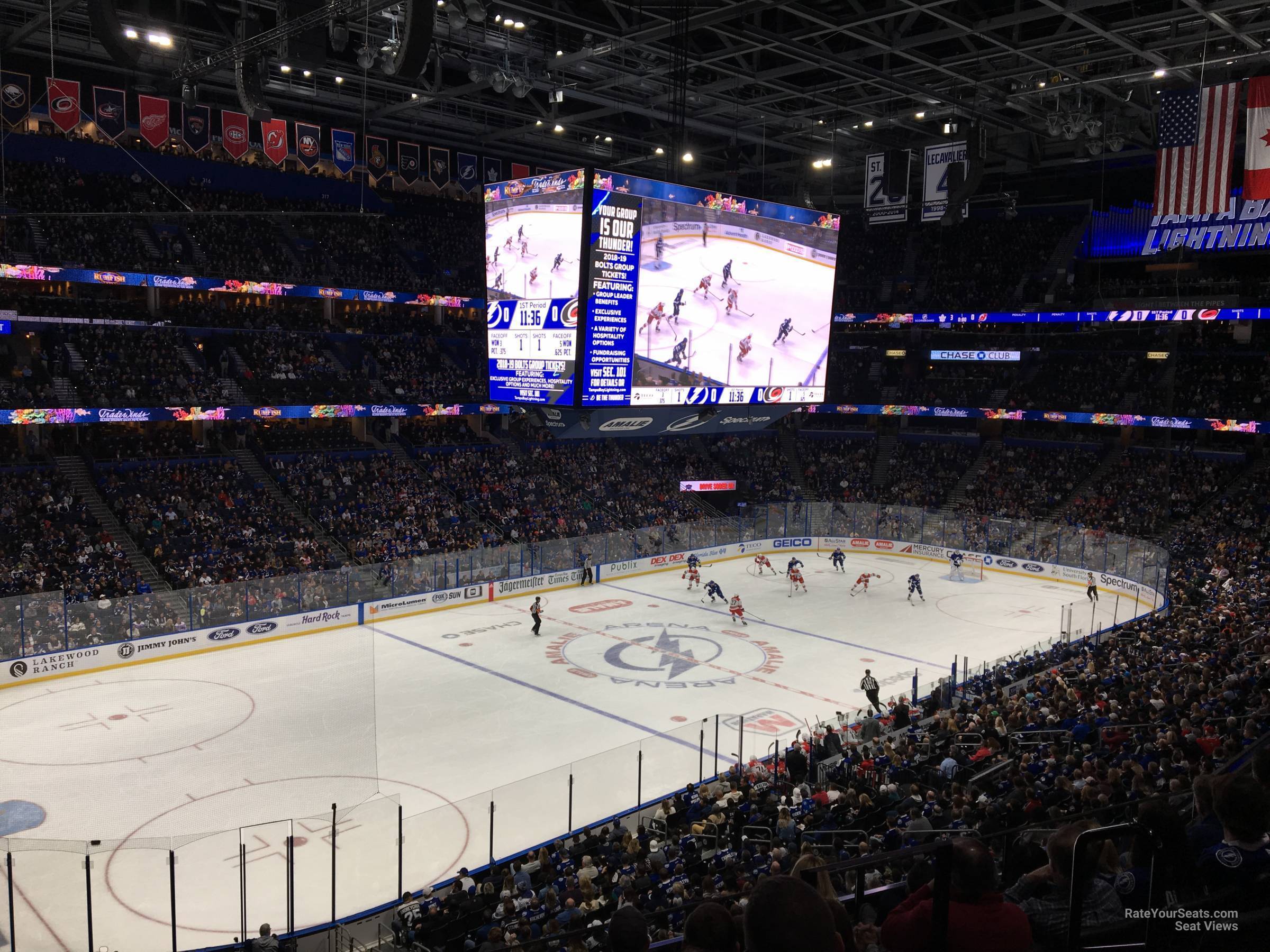 section 204, row d seat view  for hockey - amalie arena