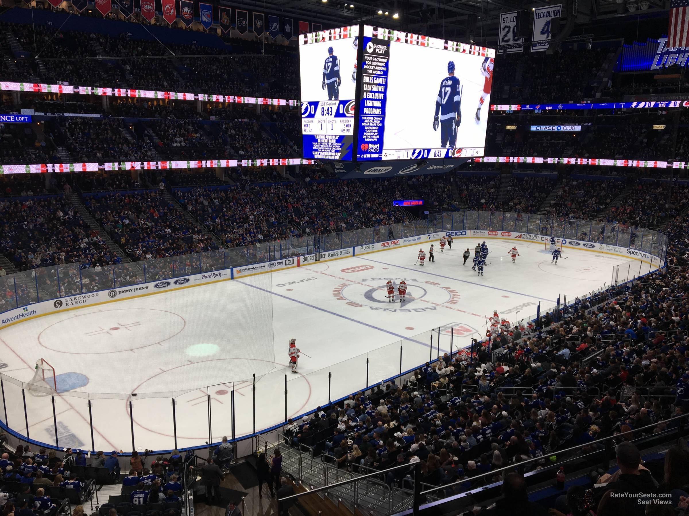 section 205, row d seat view  for hockey - amalie arena