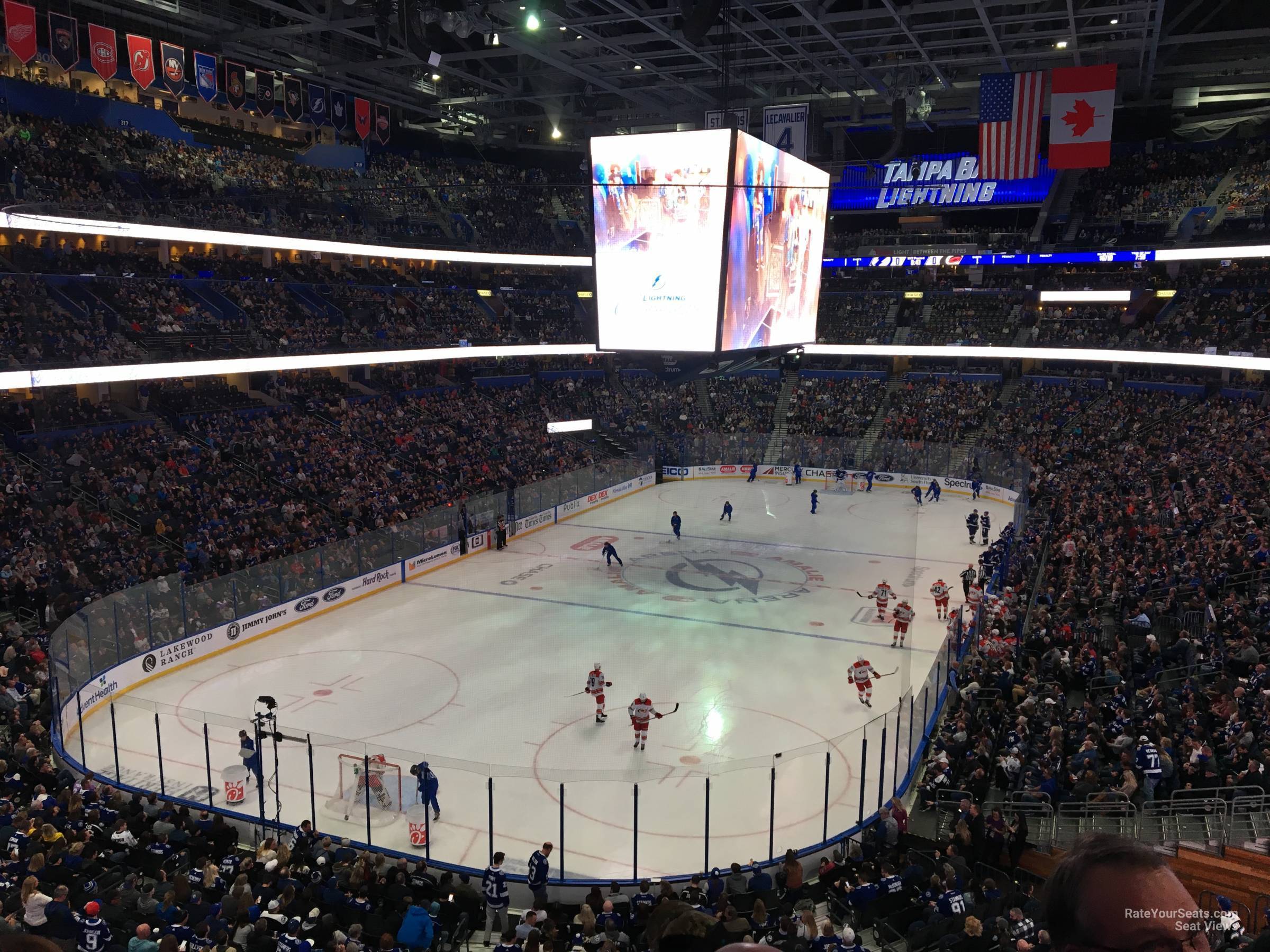 section 207, row d seat view  for hockey - amalie arena