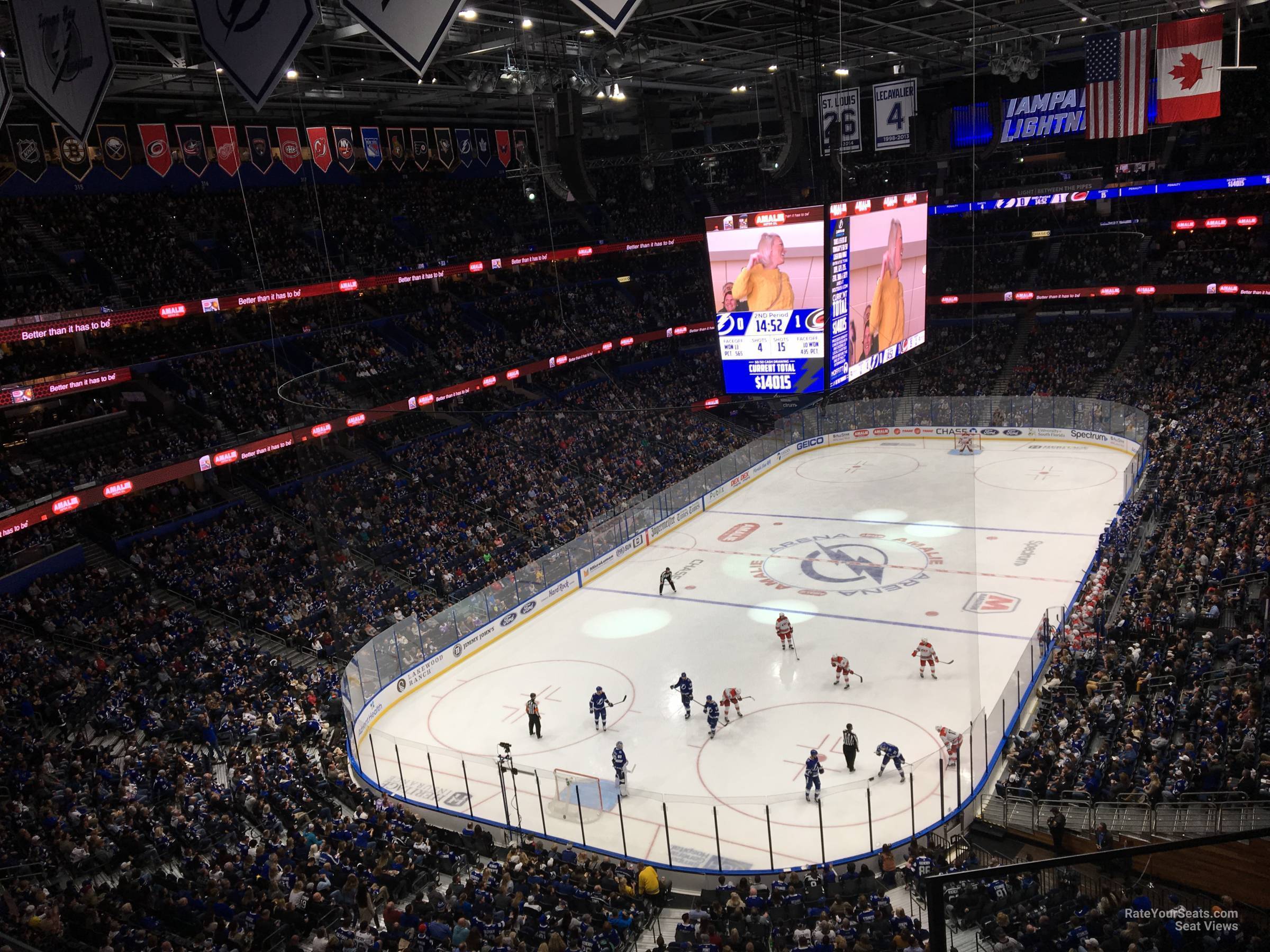section 307, row c seat view  for hockey - amalie arena