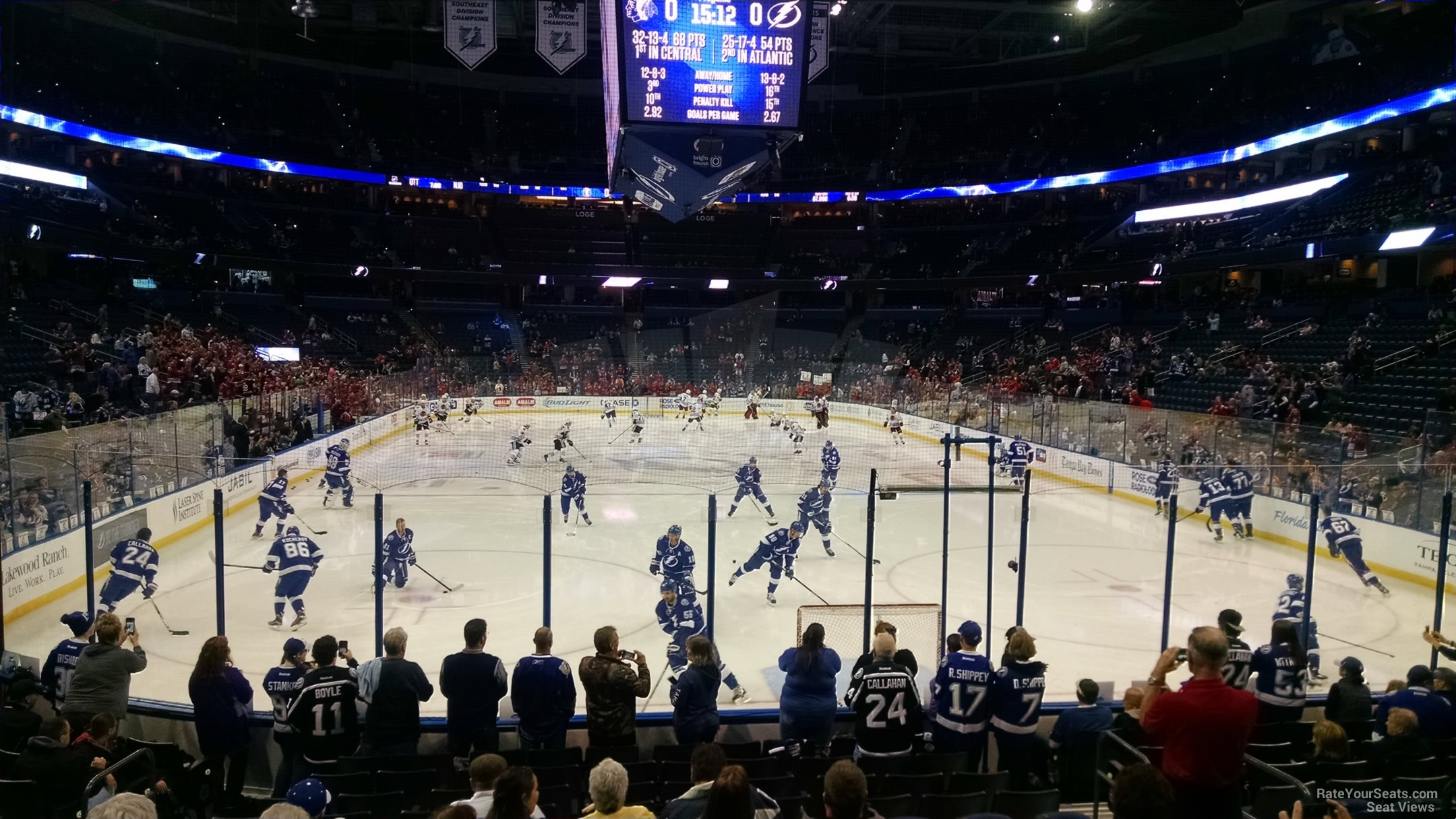 section 109, row p seat view  for hockey - amalie arena