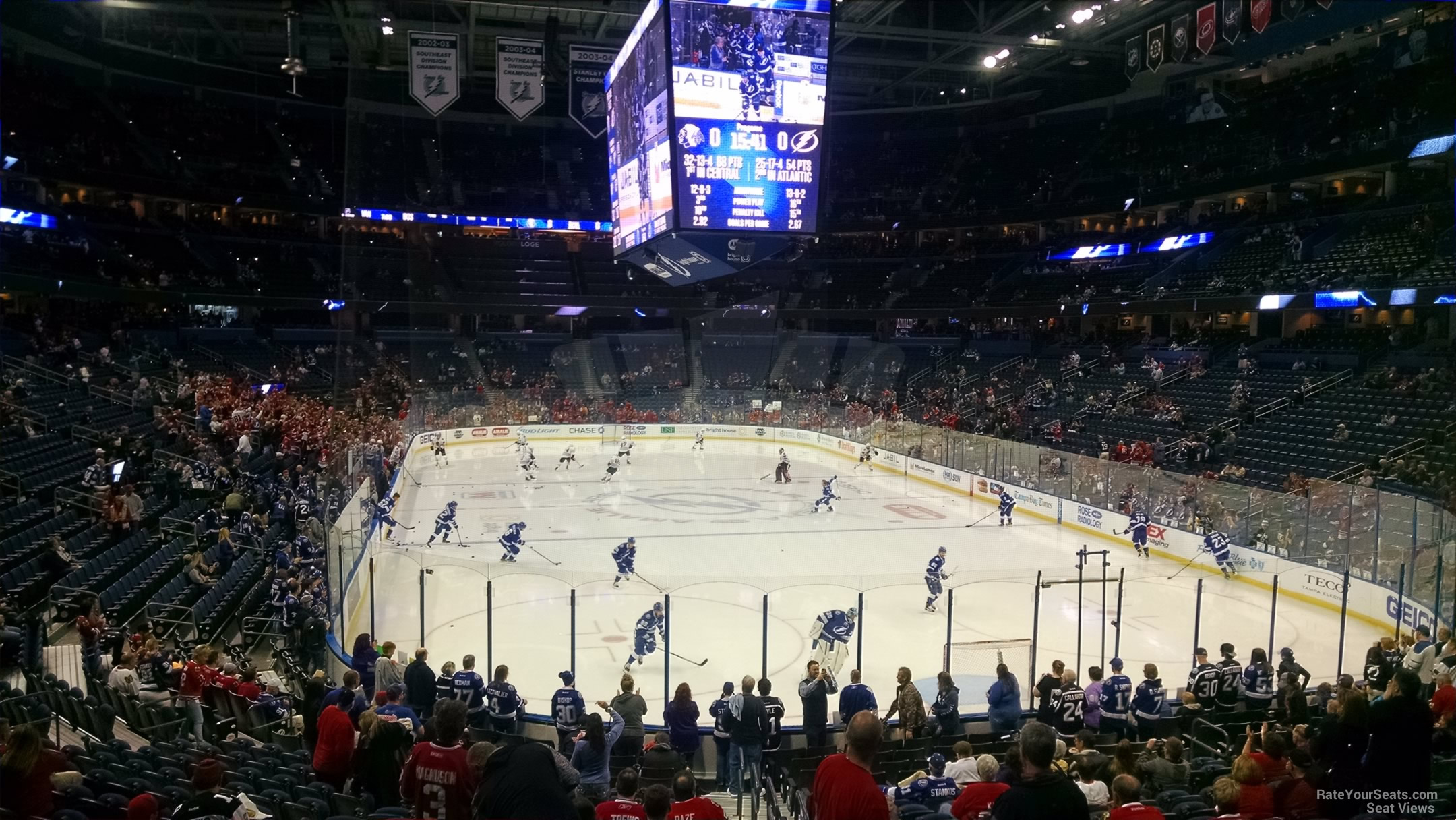 section 110, row x seat view  for hockey - amalie arena