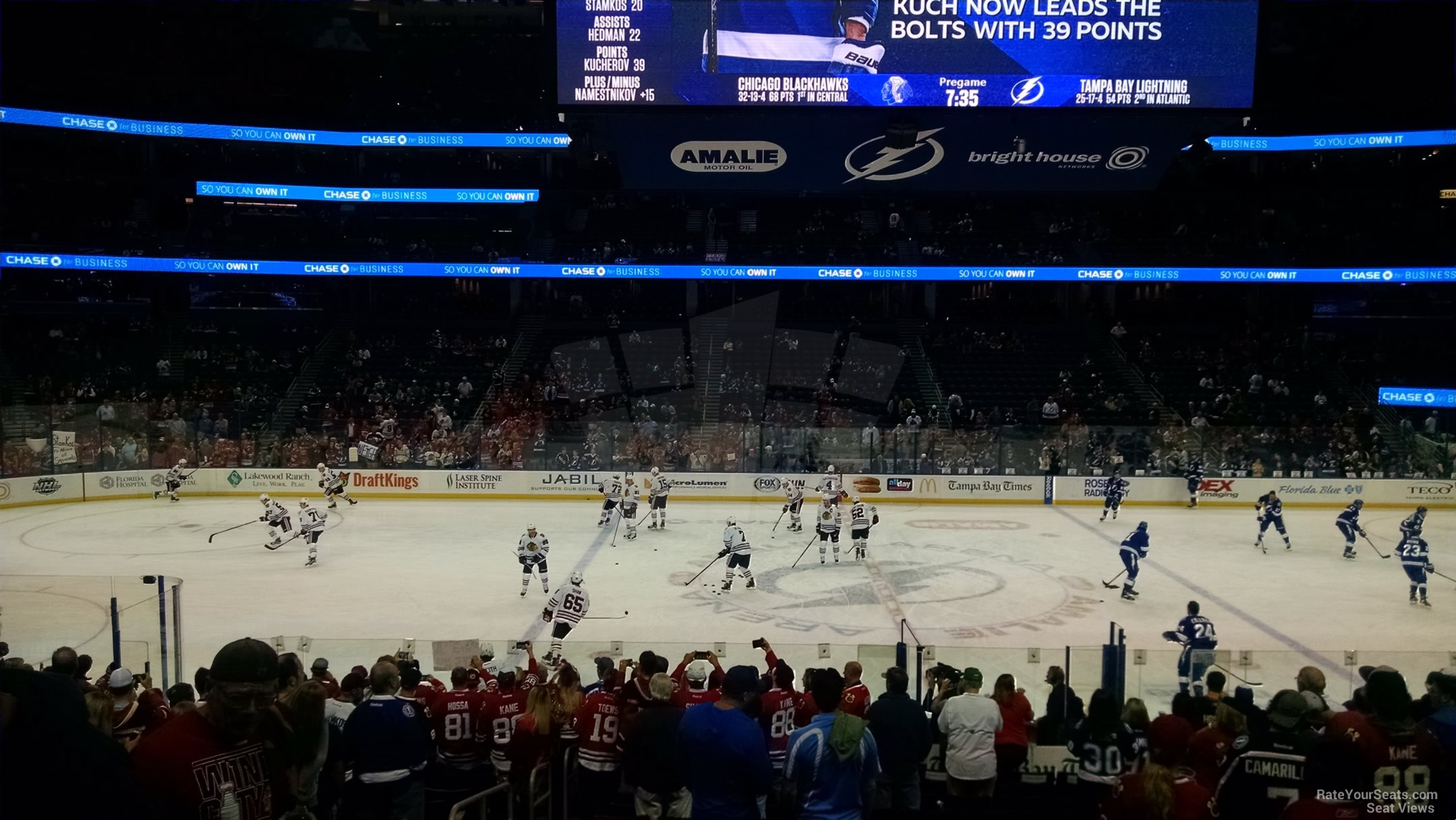 section 116, row v seat view  for hockey - amalie arena