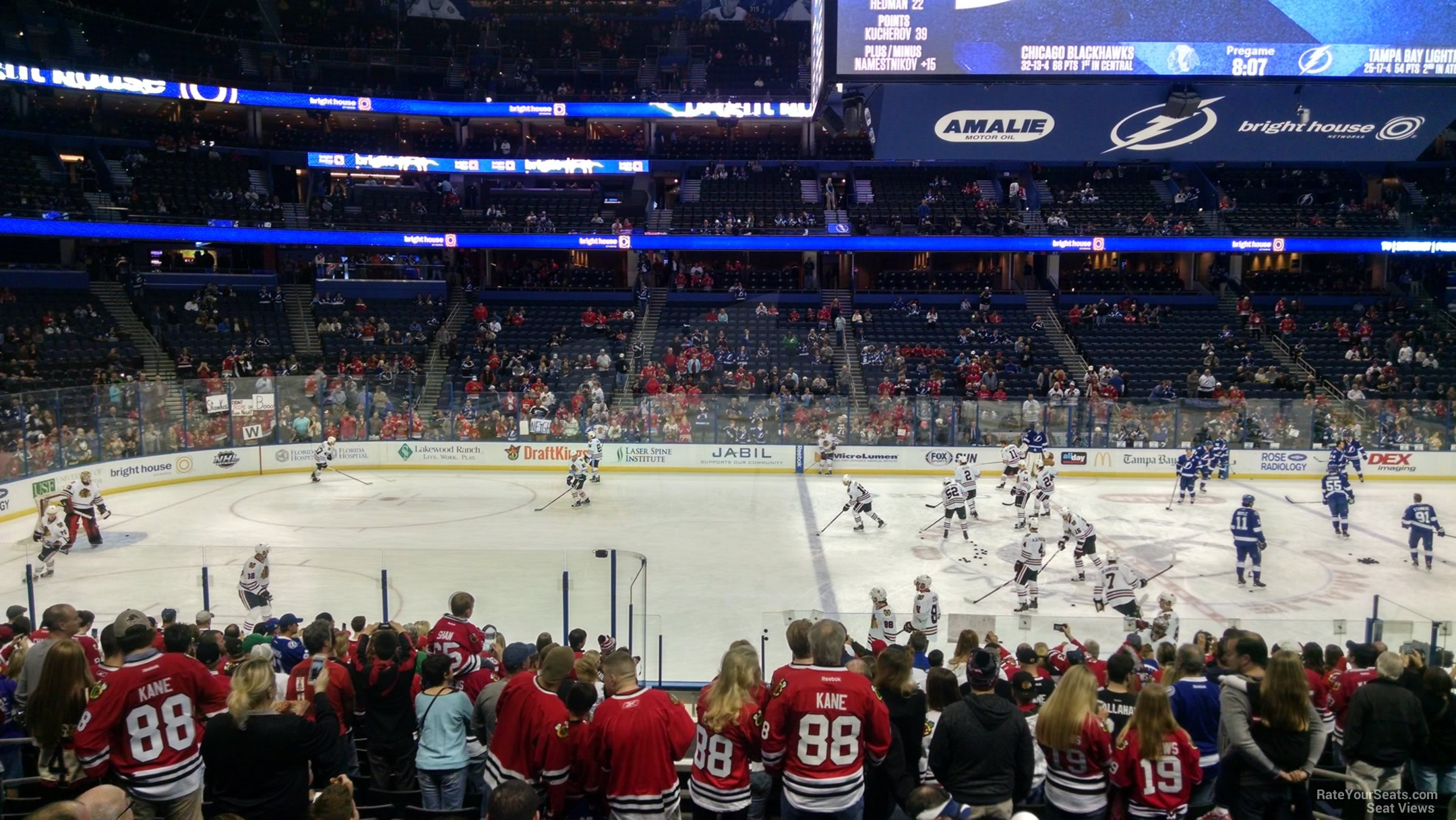 section 117, row v seat view  for hockey - amalie arena