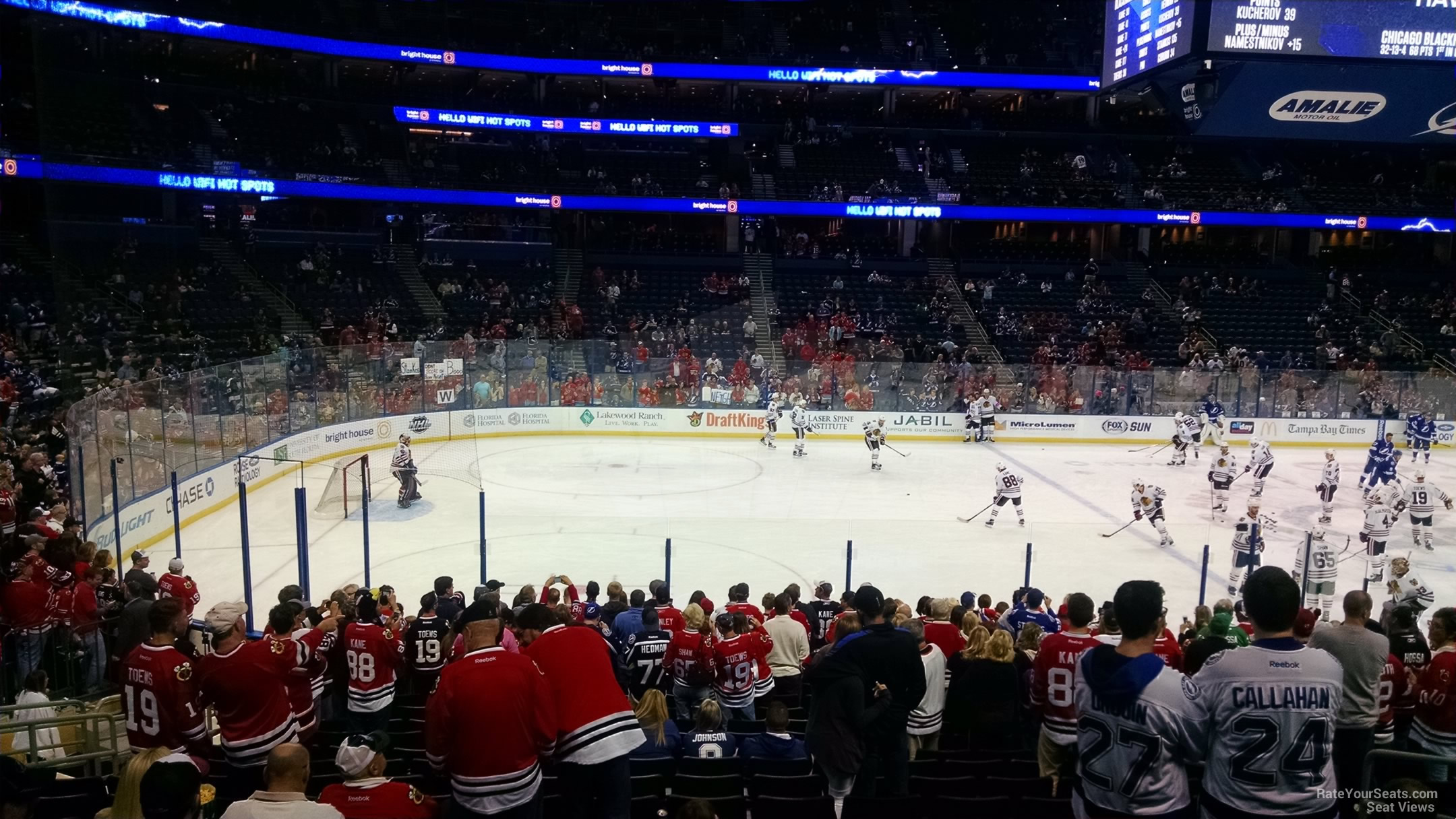 section 118, row s seat view  for hockey - amalie arena