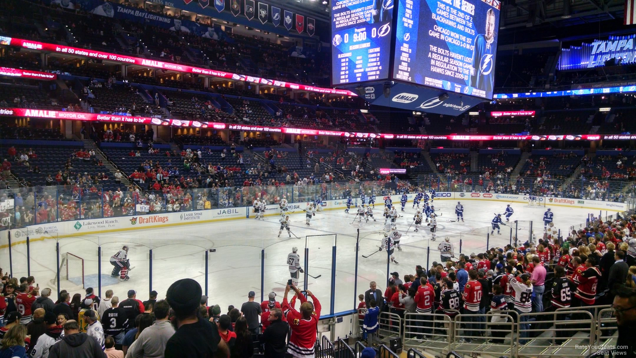 section 120, row s seat view  for hockey - amalie arena