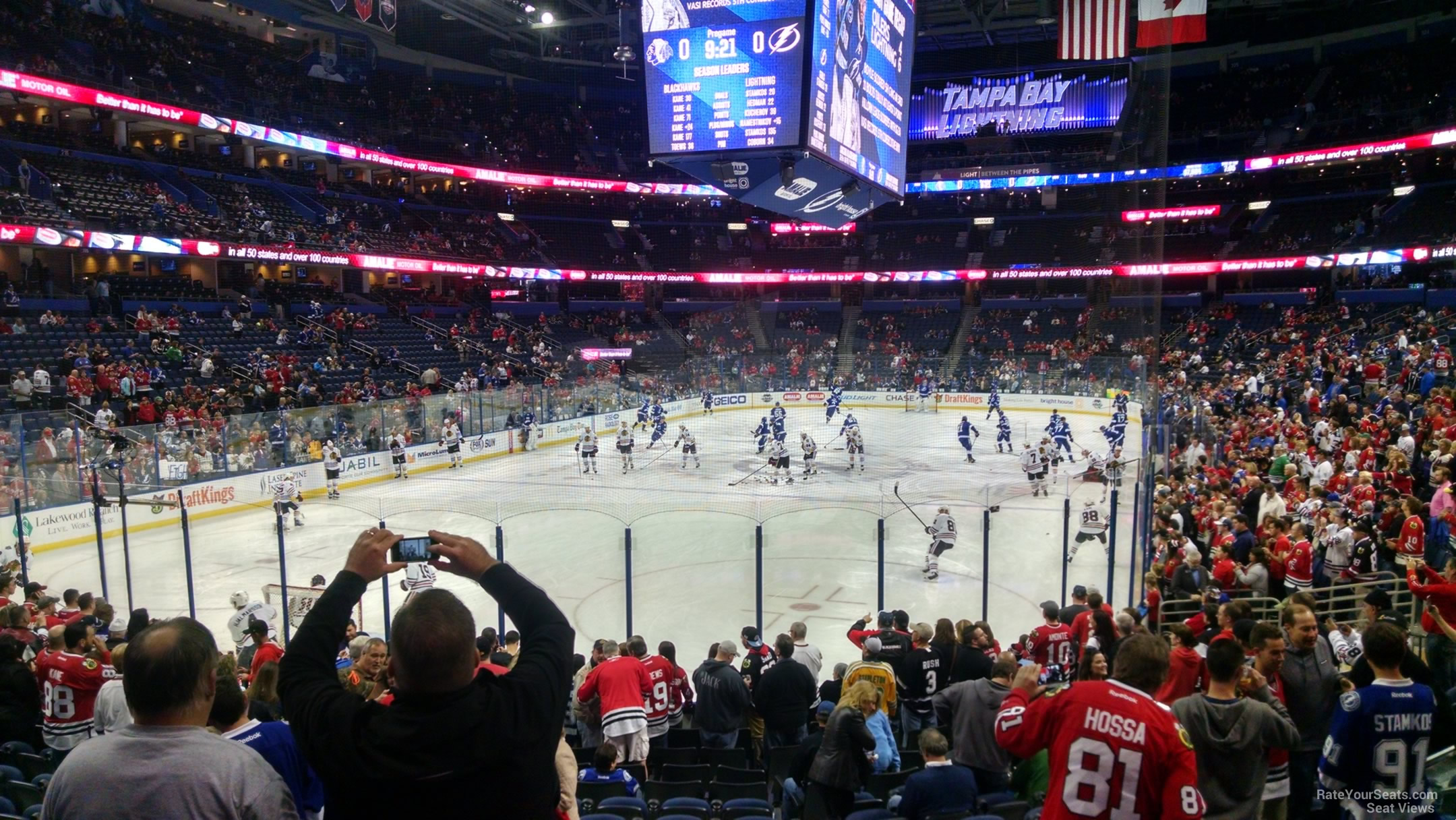 section 122, row r seat view  for hockey - amalie arena