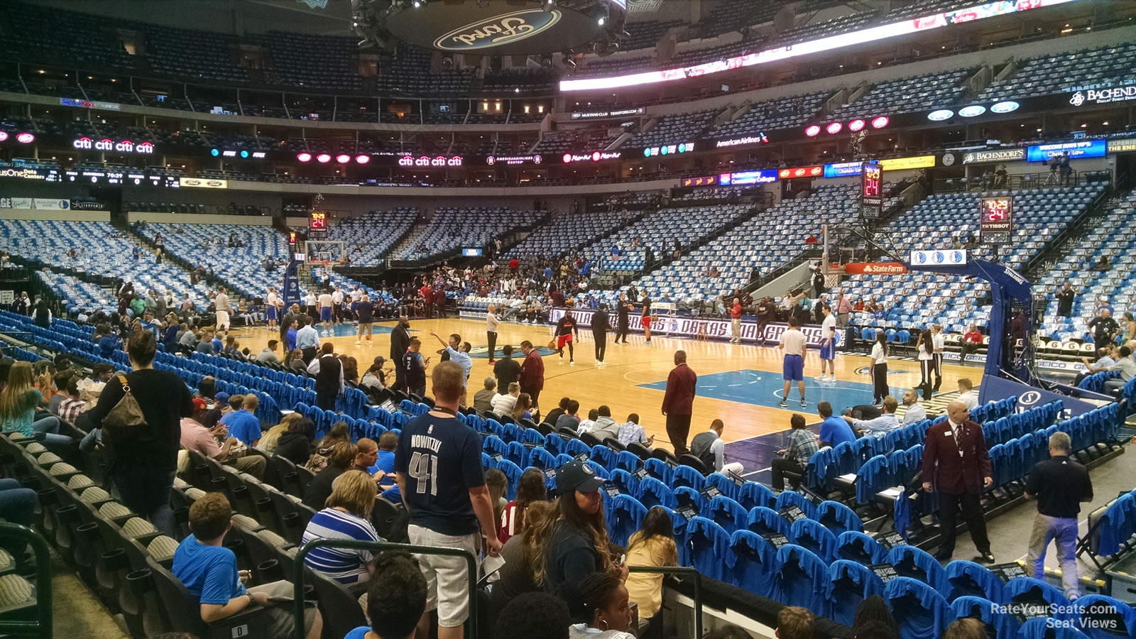 section 104, row f seat view  for basketball - american airlines center