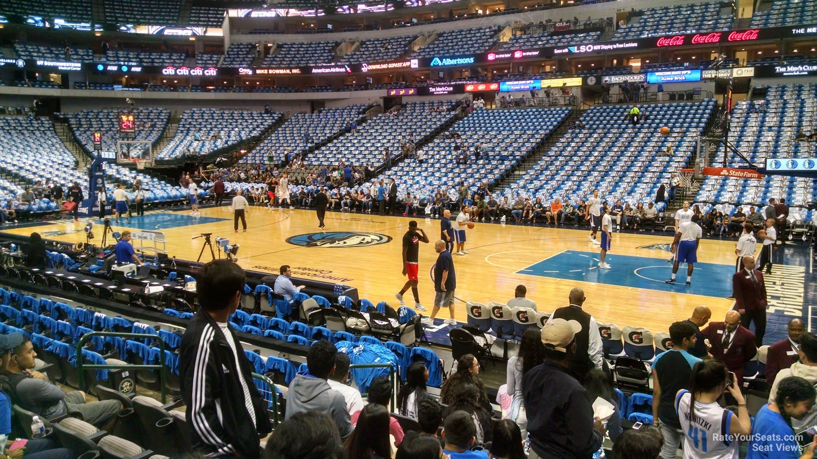 section 117, row h seat view  for basketball - american airlines center