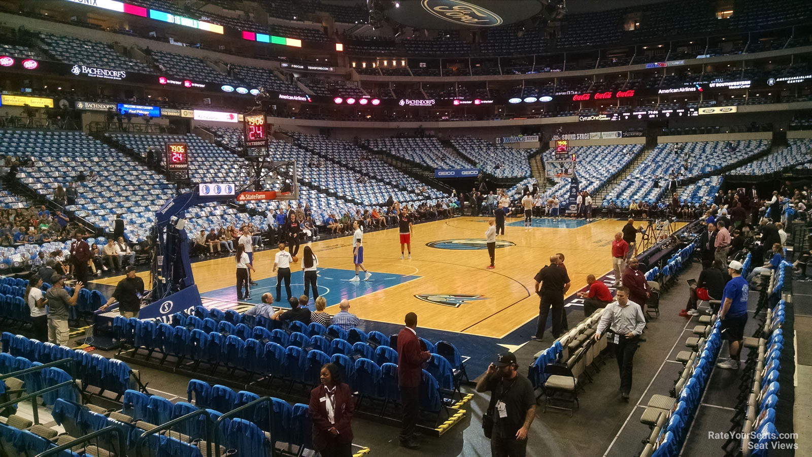 section 122, row b seat view  for basketball - american airlines center