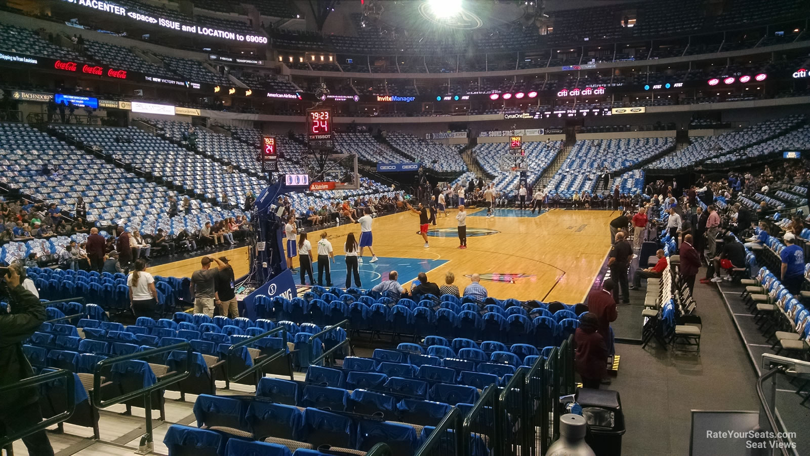 section 123, row b seat view  for basketball - american airlines center