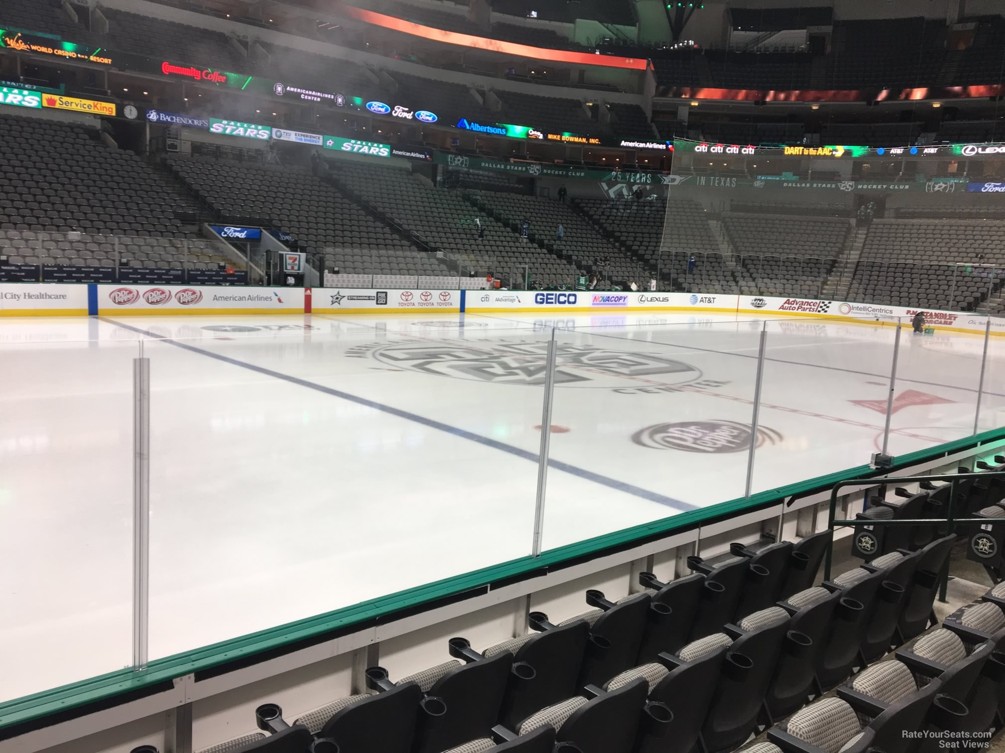 section 108, row e seat view  for hockey - american airlines center