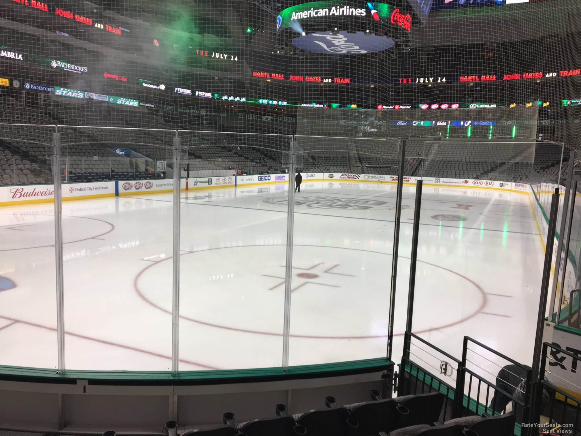 section 111, row f seat view  for hockey - american airlines center