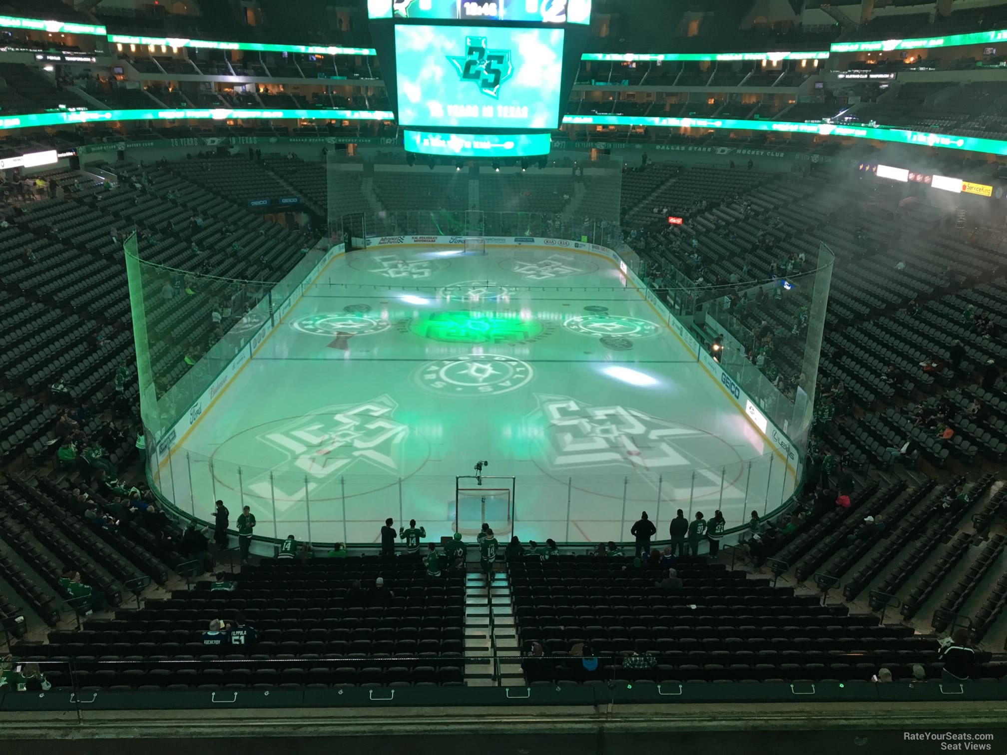 section 201, row d seat view  for hockey - american airlines center