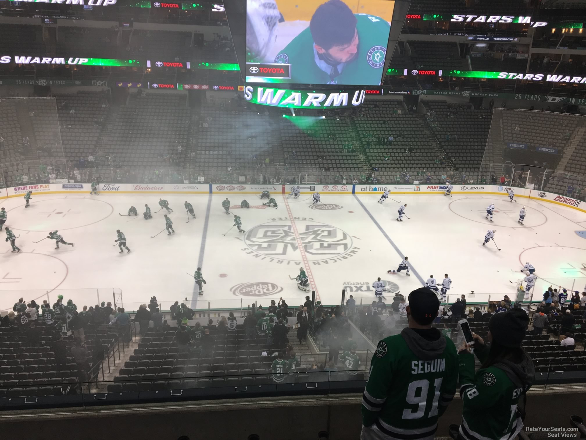 section 217, row d seat view  for hockey - american airlines center