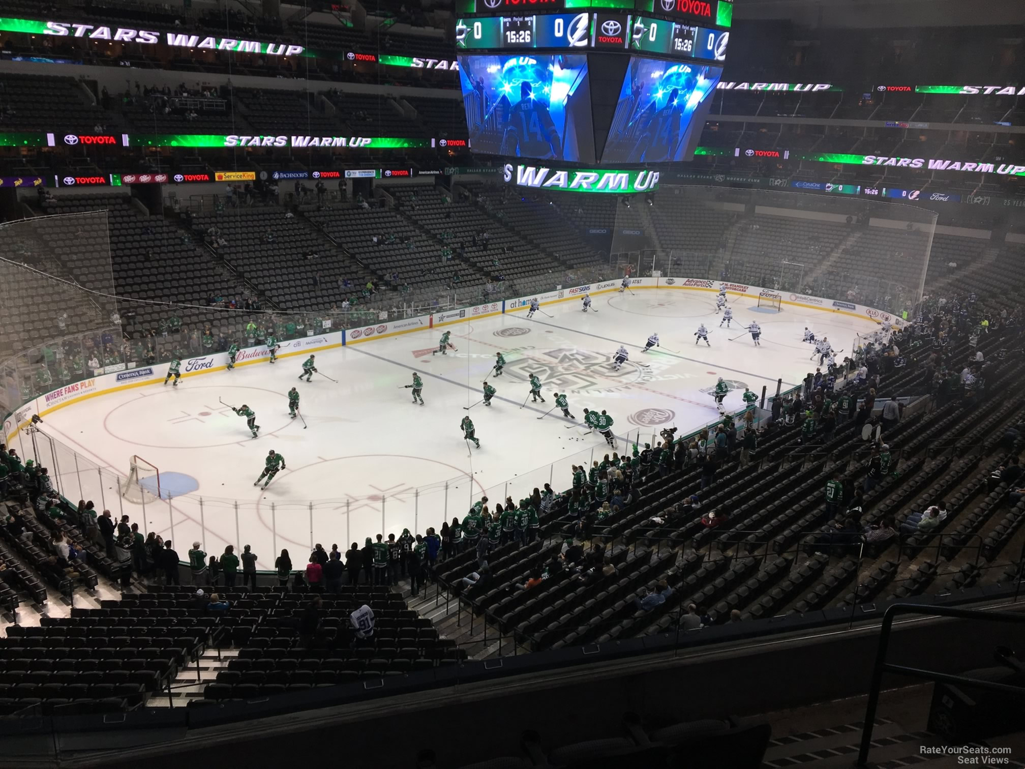 section 221, row d seat view  for hockey - american airlines center