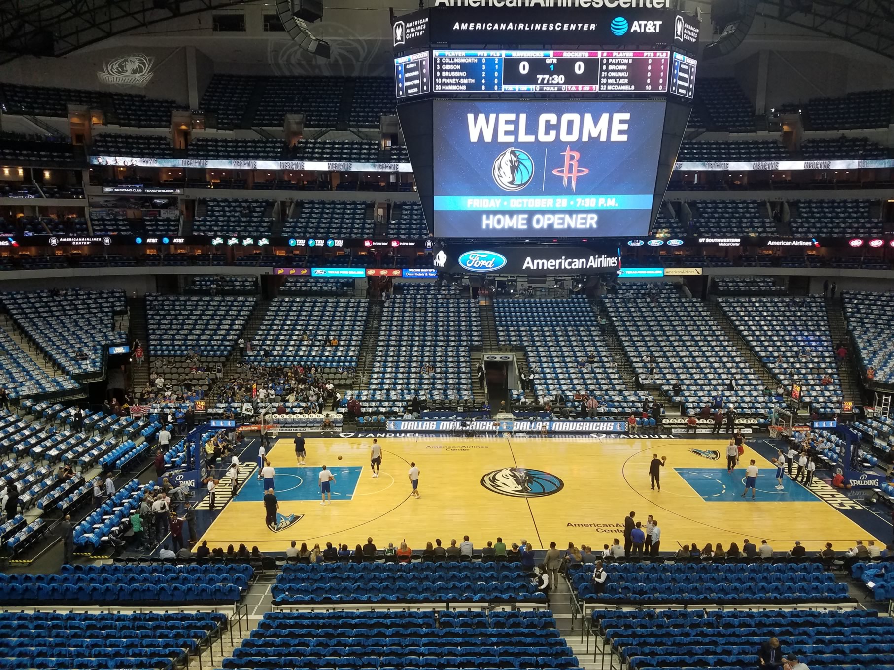 section 210, row a seat view  for basketball - american airlines center