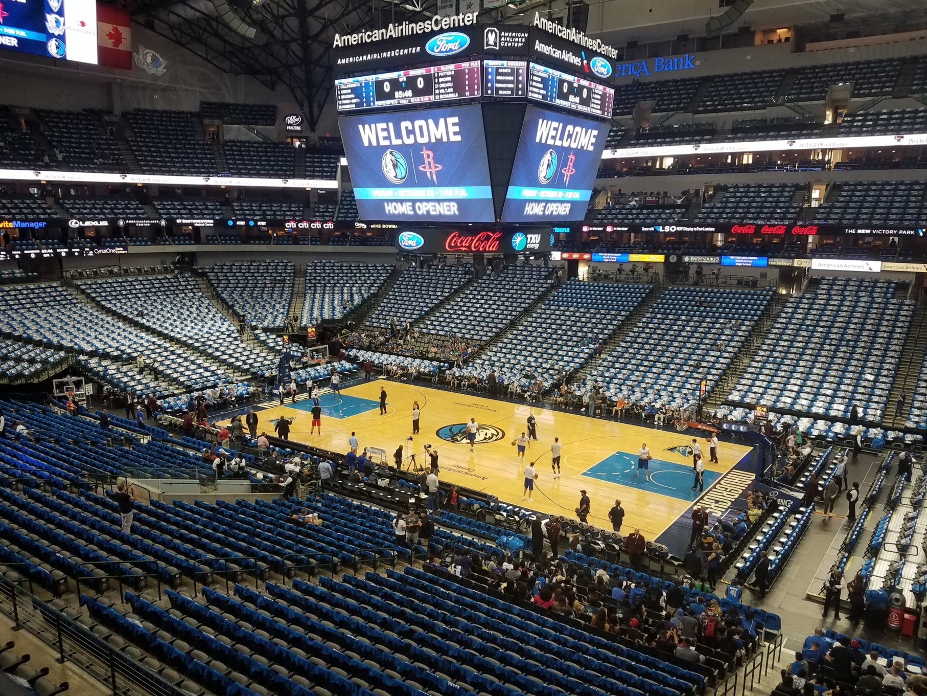 section 215, row a seat view  for basketball - american airlines center