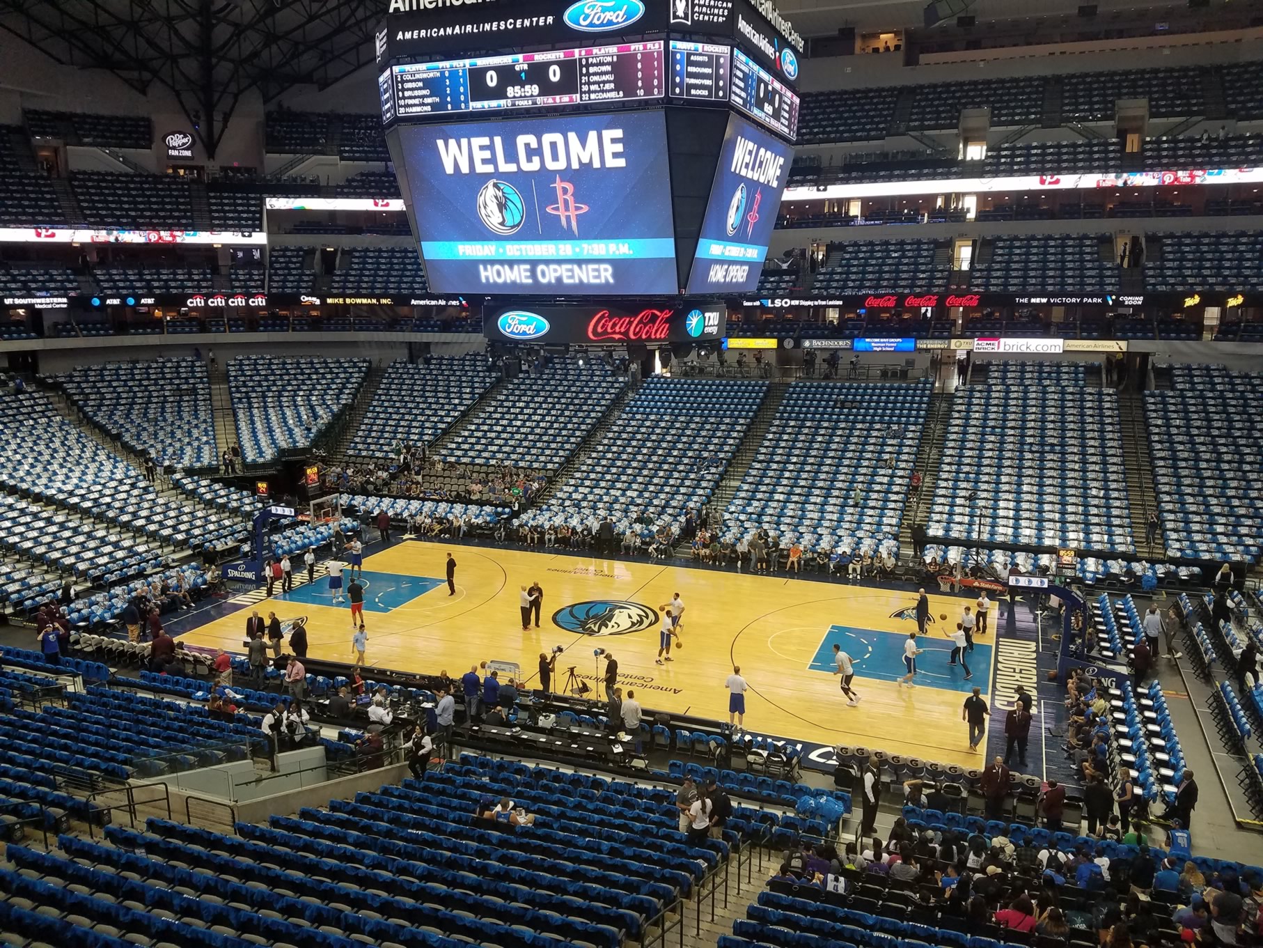 section 216, row a seat view  for basketball - american airlines center