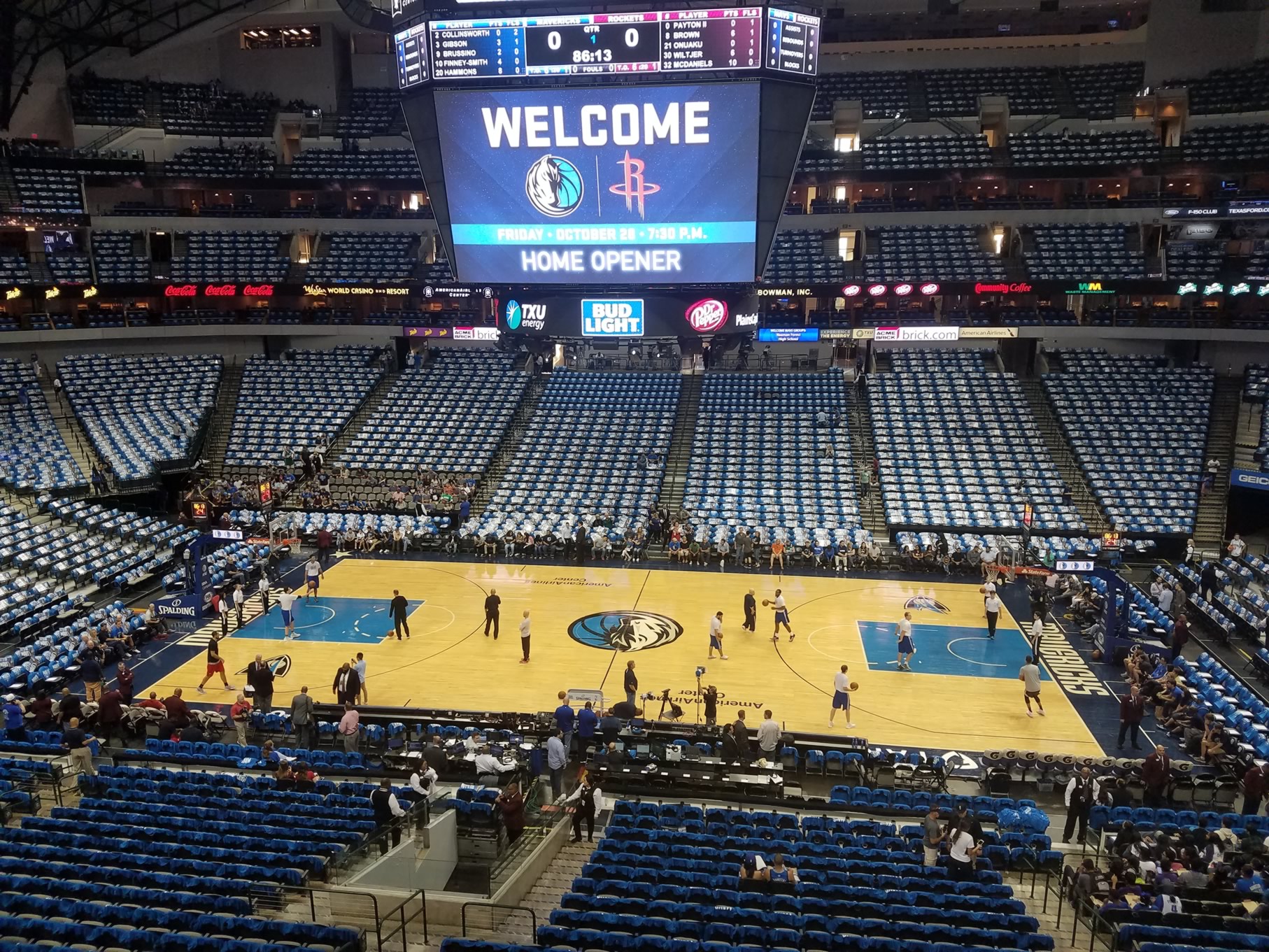 section 217, row a seat view  for basketball - american airlines center