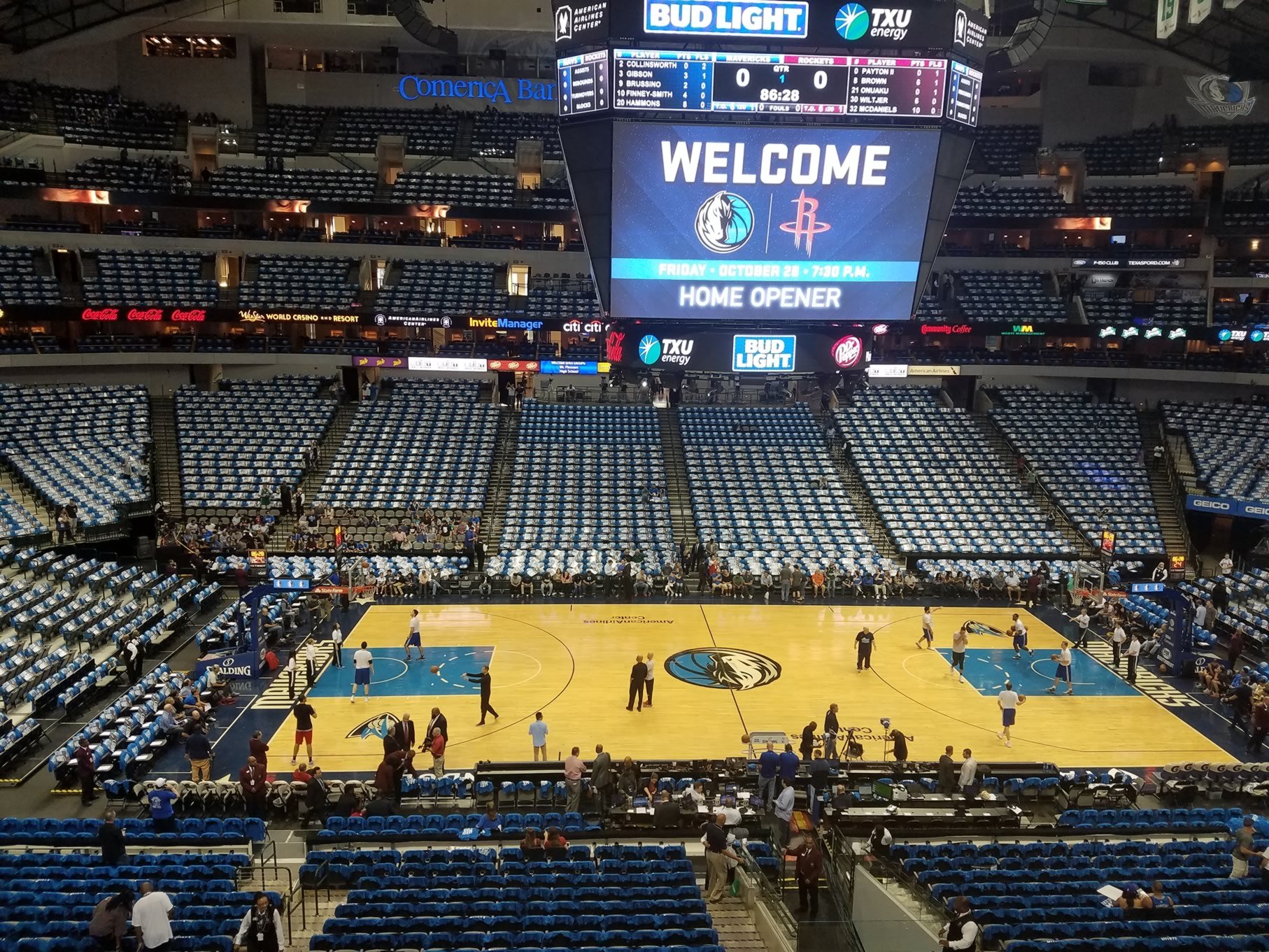 section 218, row a seat view  for basketball - american airlines center
