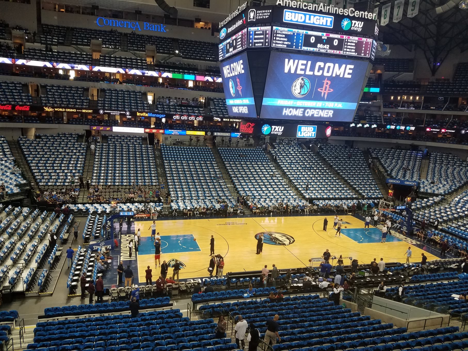 section 219, row a seat view  for basketball - american airlines center
