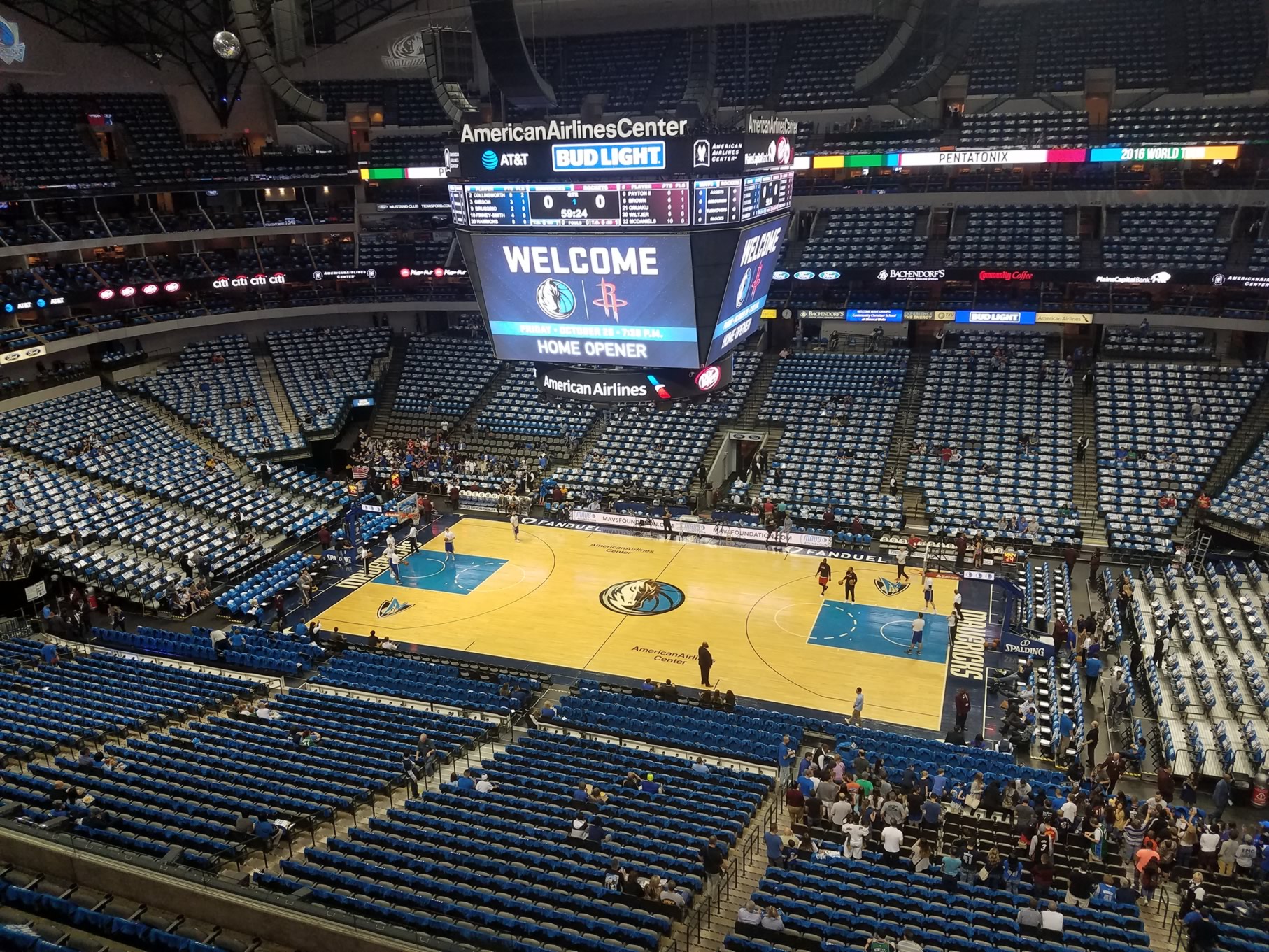 section 308, row a seat view  for basketball - american airlines center