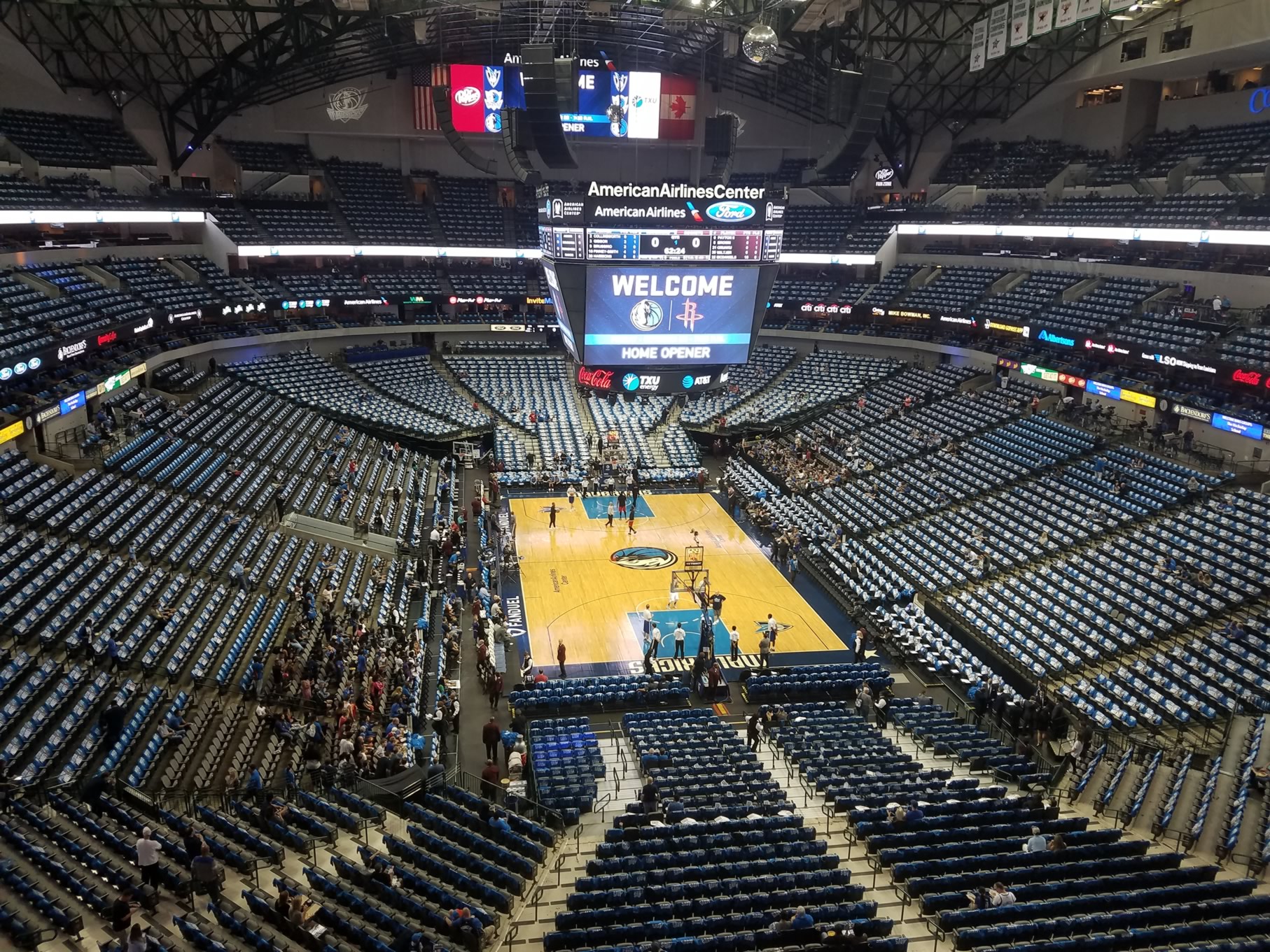 section 319, row a seat view  for basketball - american airlines center