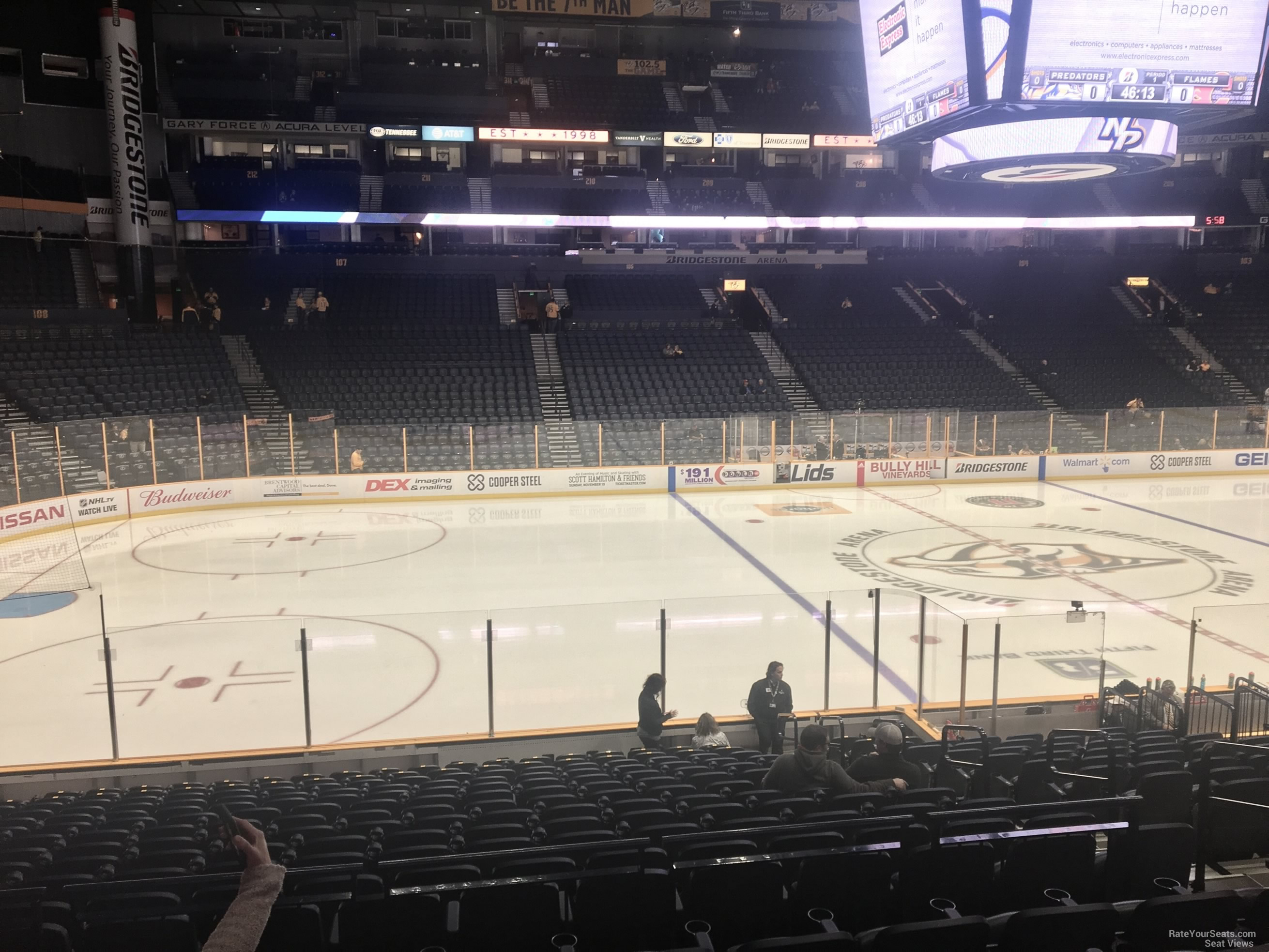 section 114, row f seat view  for hockey - bridgestone arena