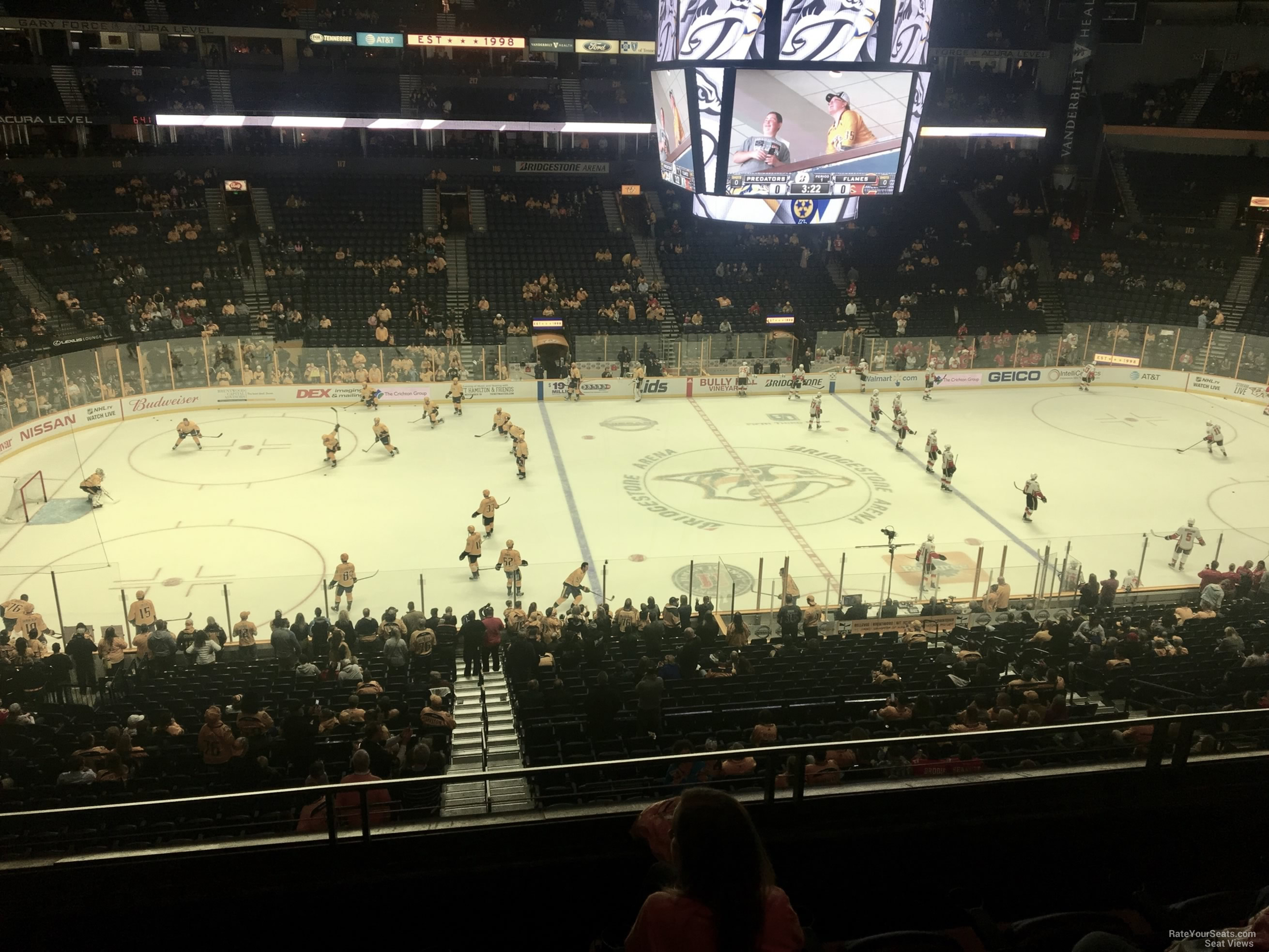 section 208, row e seat view  for hockey - bridgestone arena