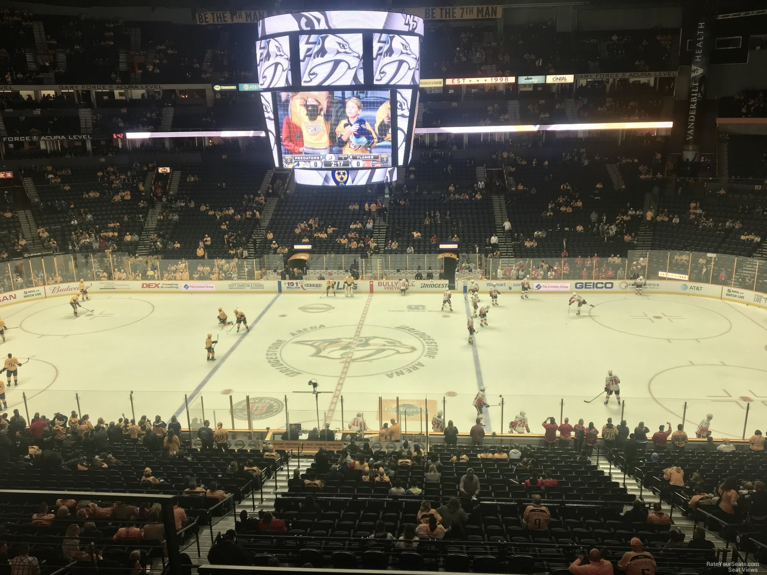 section 210, row e seat view  for hockey - bridgestone arena