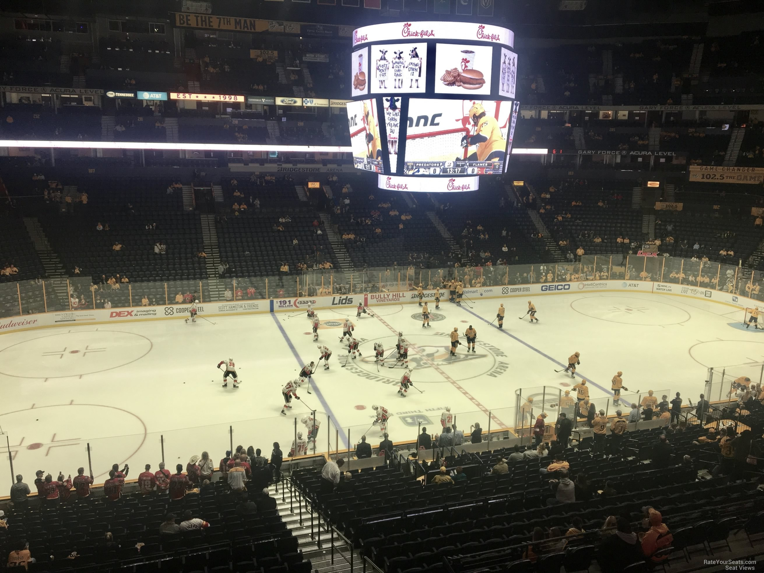 section 214, row e seat view  for hockey - bridgestone arena