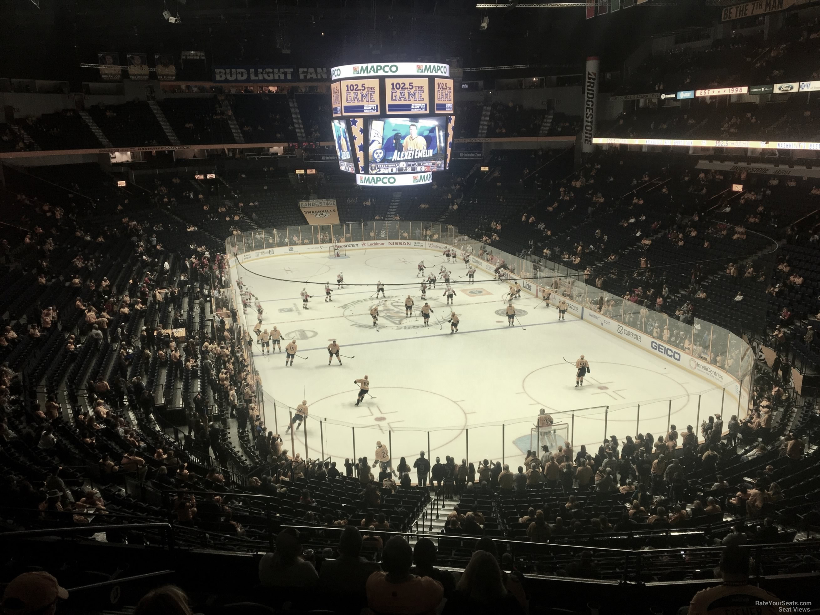 section 223, row e seat view  for hockey - bridgestone arena