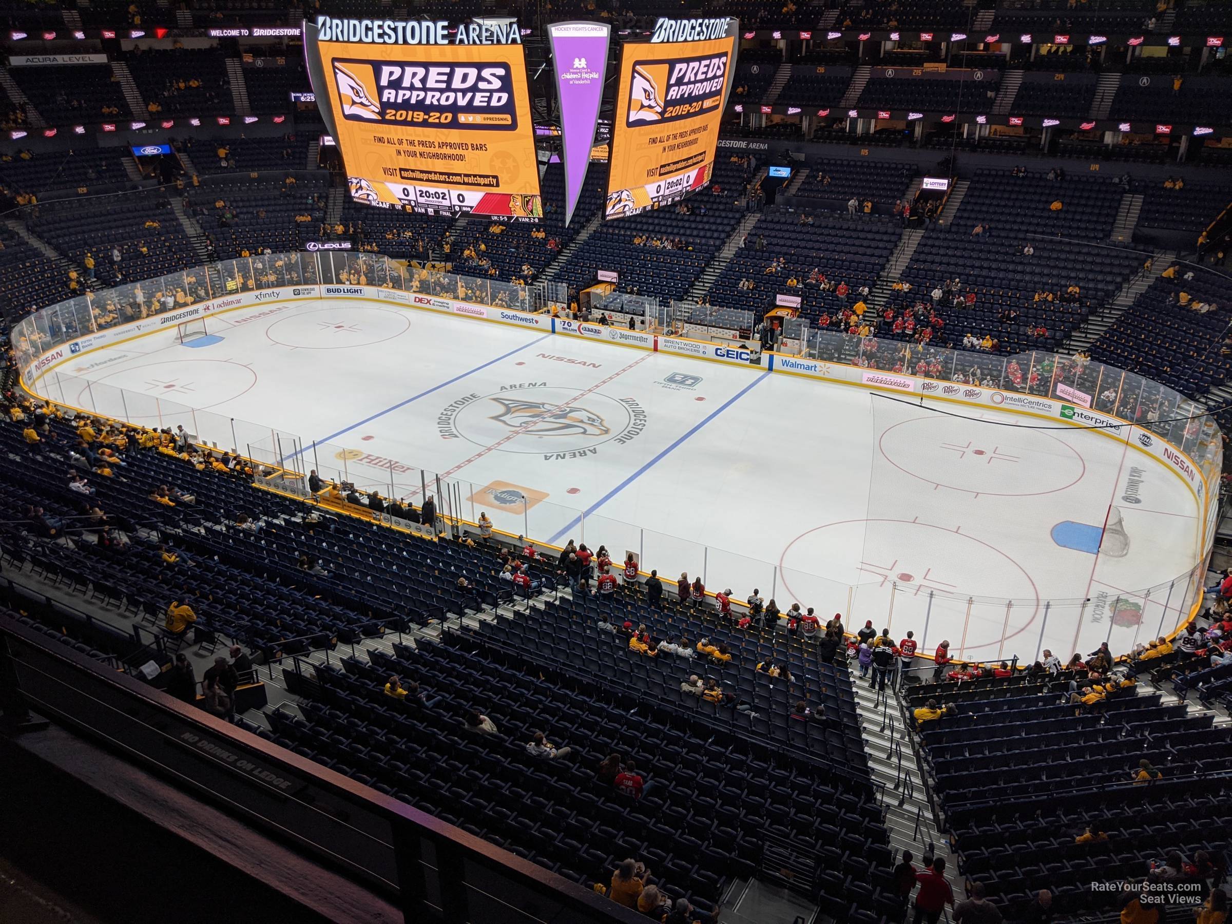 section 312, row b seat view  for hockey - bridgestone arena