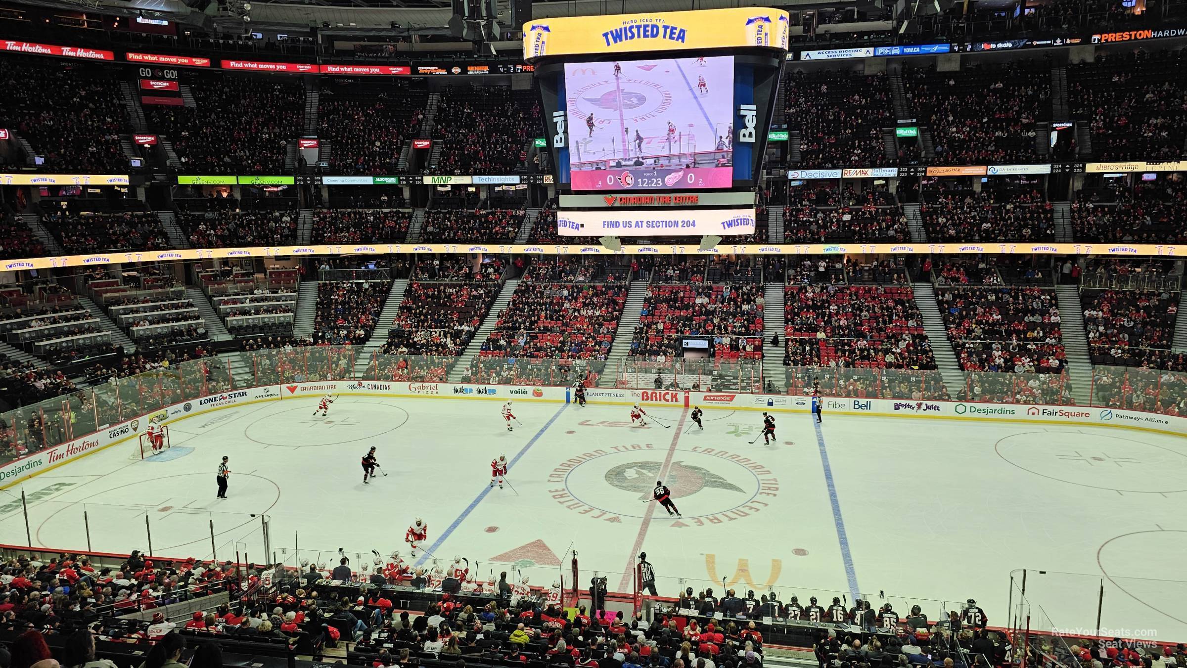 section 208, row f seat view  for hockey - canadian tire centre