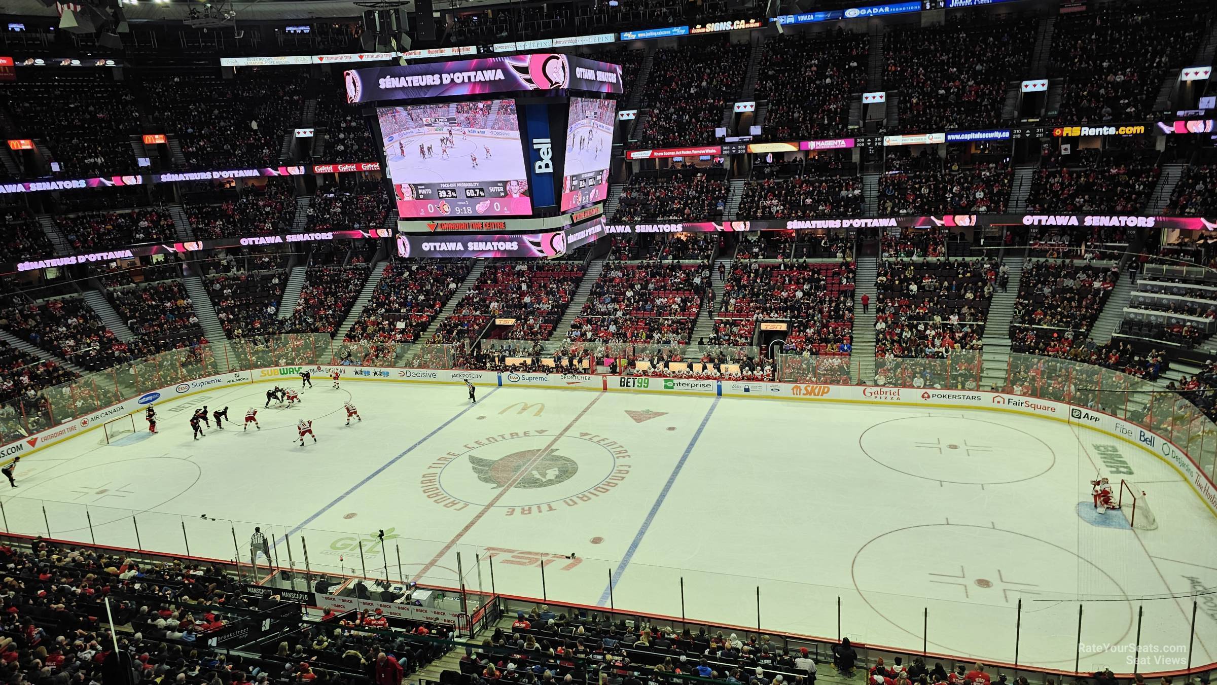 section 320, row a seat view  for hockey - canadian tire centre