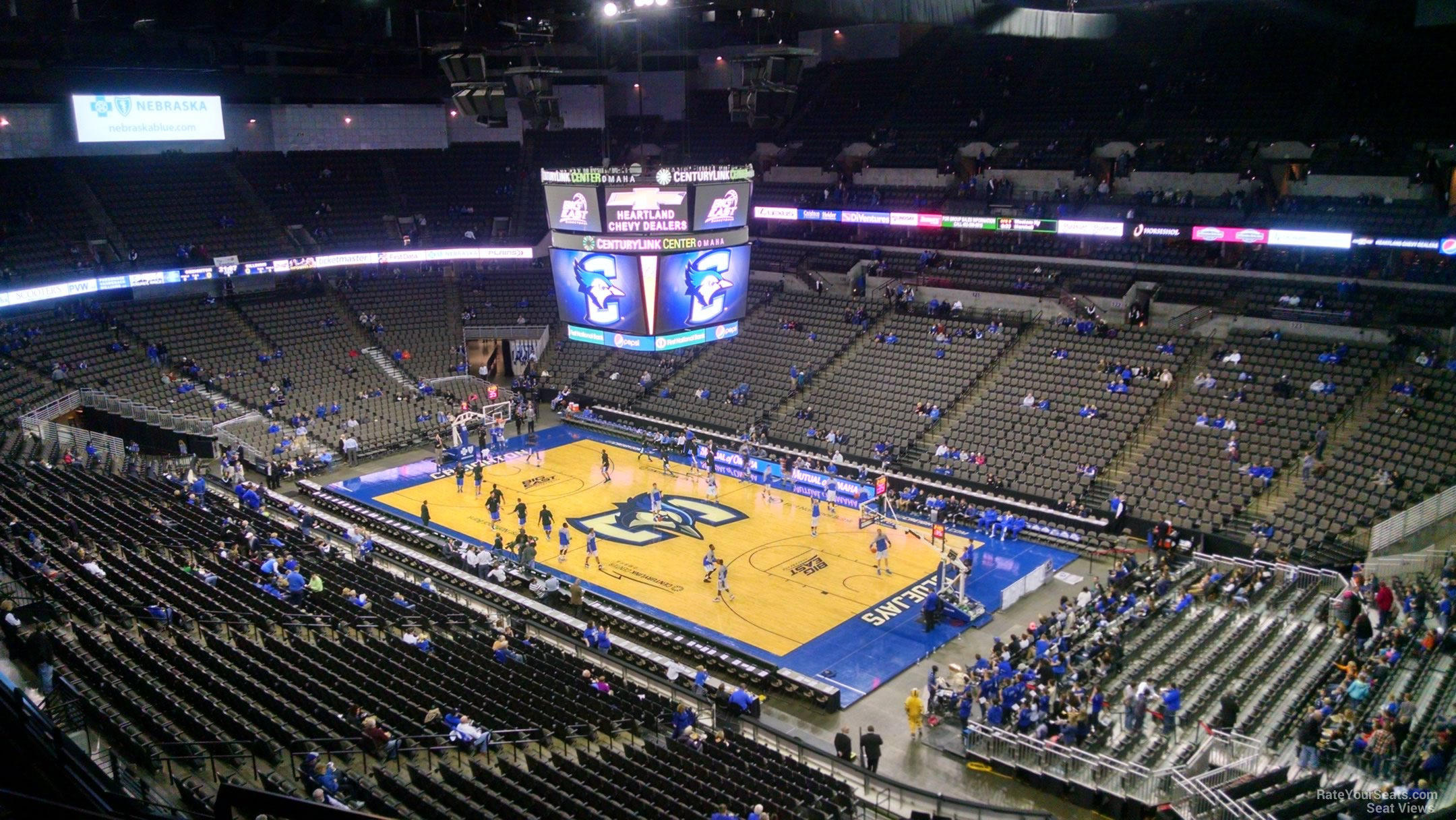 section 201, row f seat view  for basketball - chi health center omaha