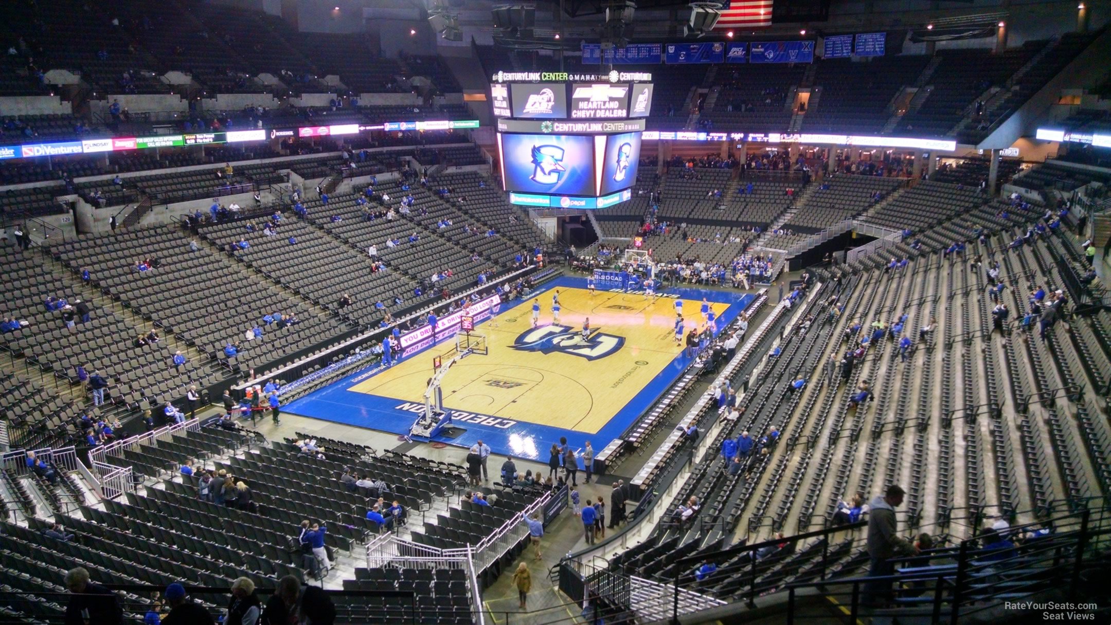 section 211, row l seat view  for basketball - chi health center omaha