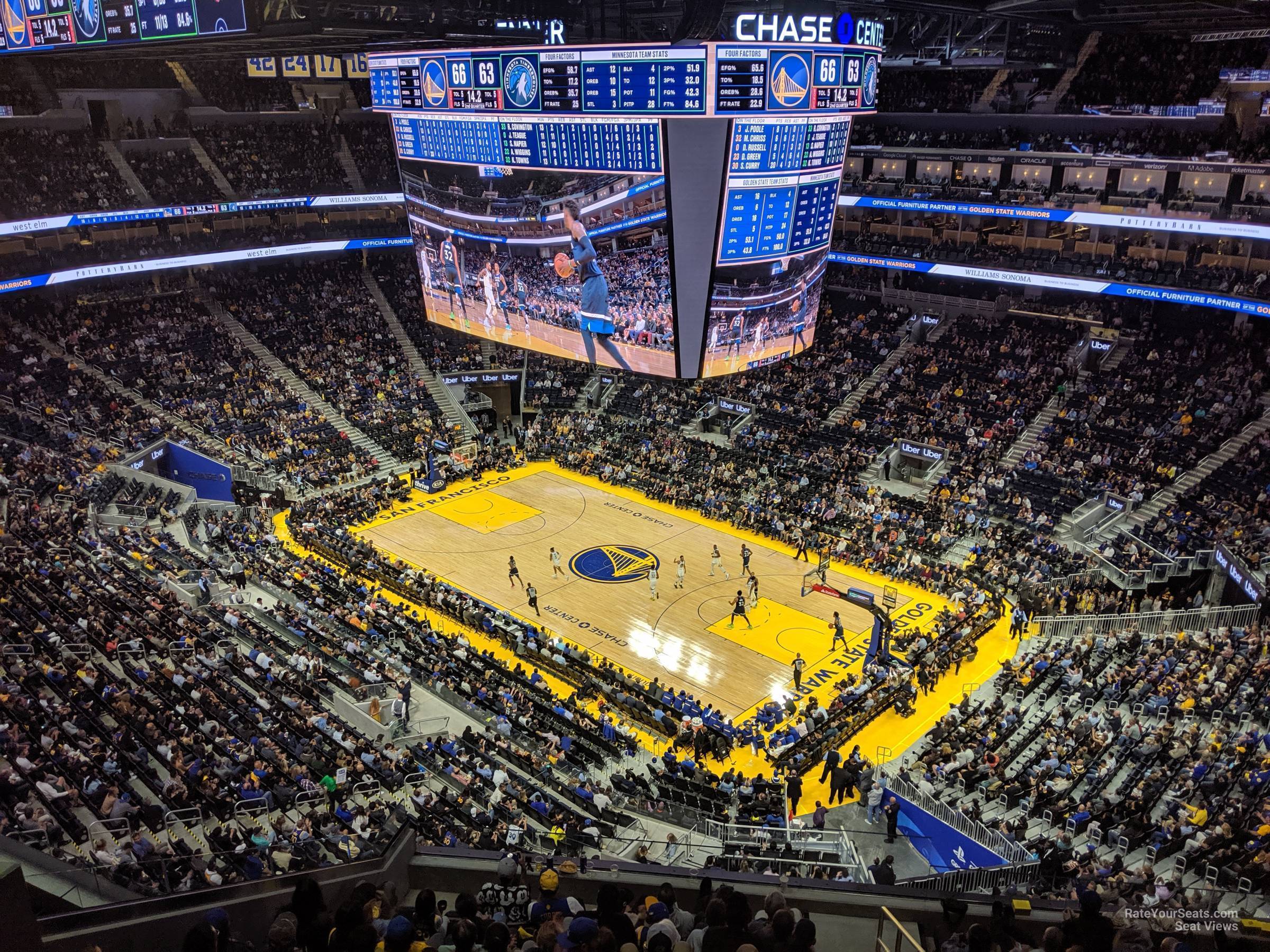 section 203, row 8 seat view  for basketball - chase center