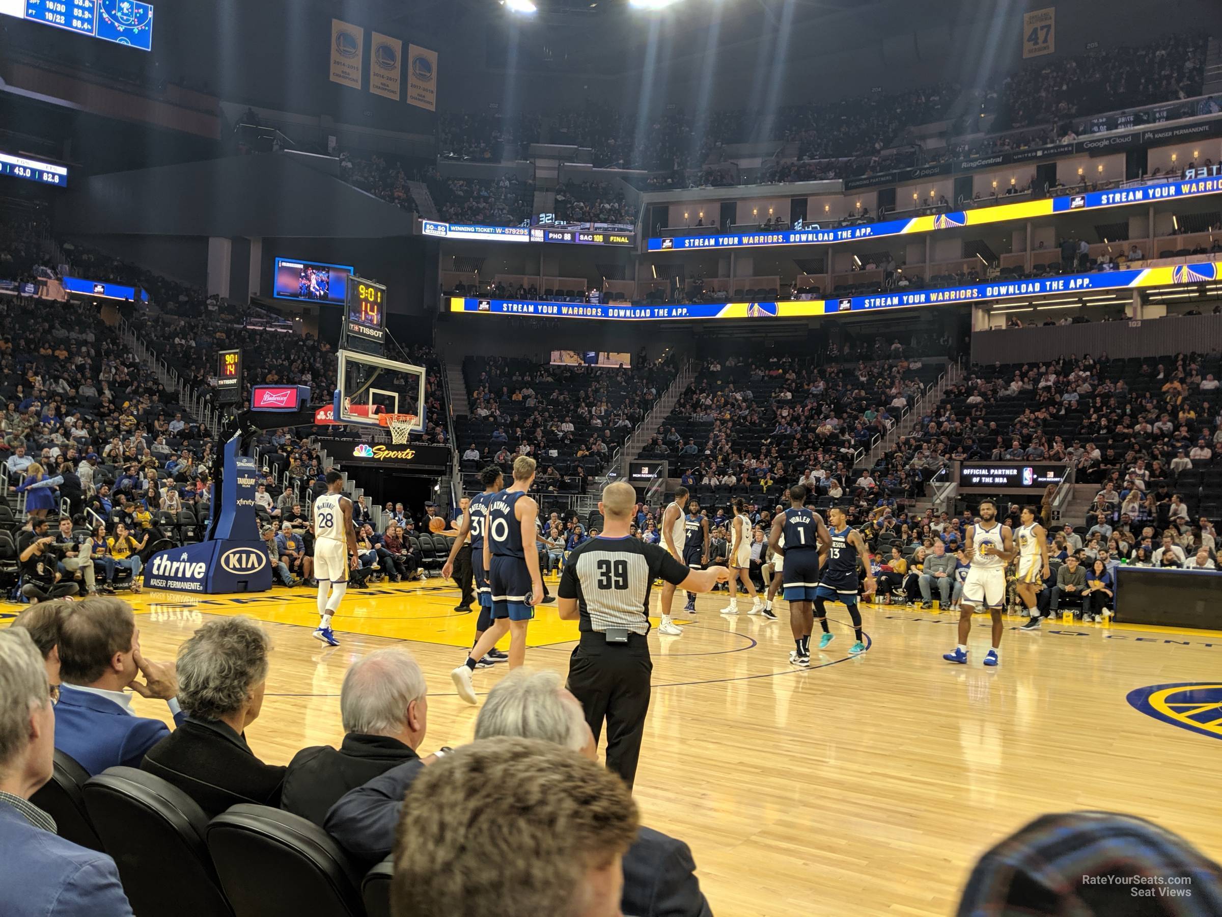 vip courtside seat view  for basketball - chase center