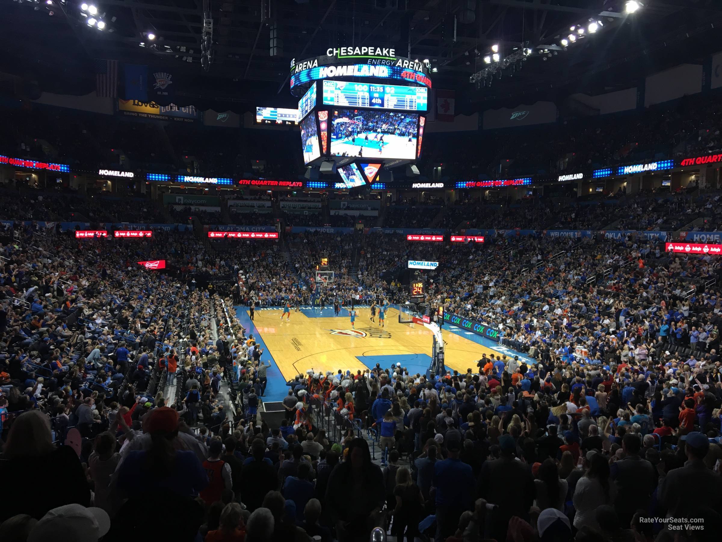 section 102, row u seat view  for basketball - paycom center