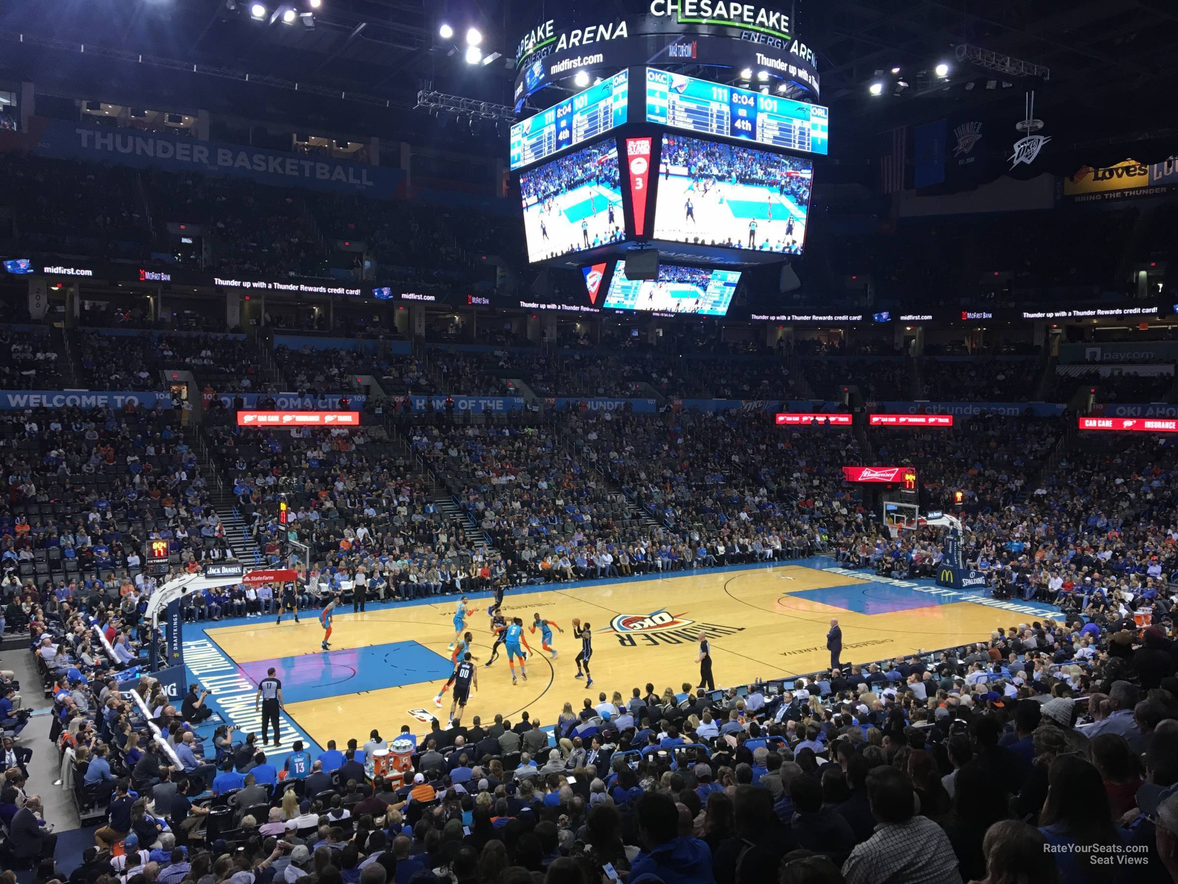 section 117, row u seat view  for basketball - paycom center