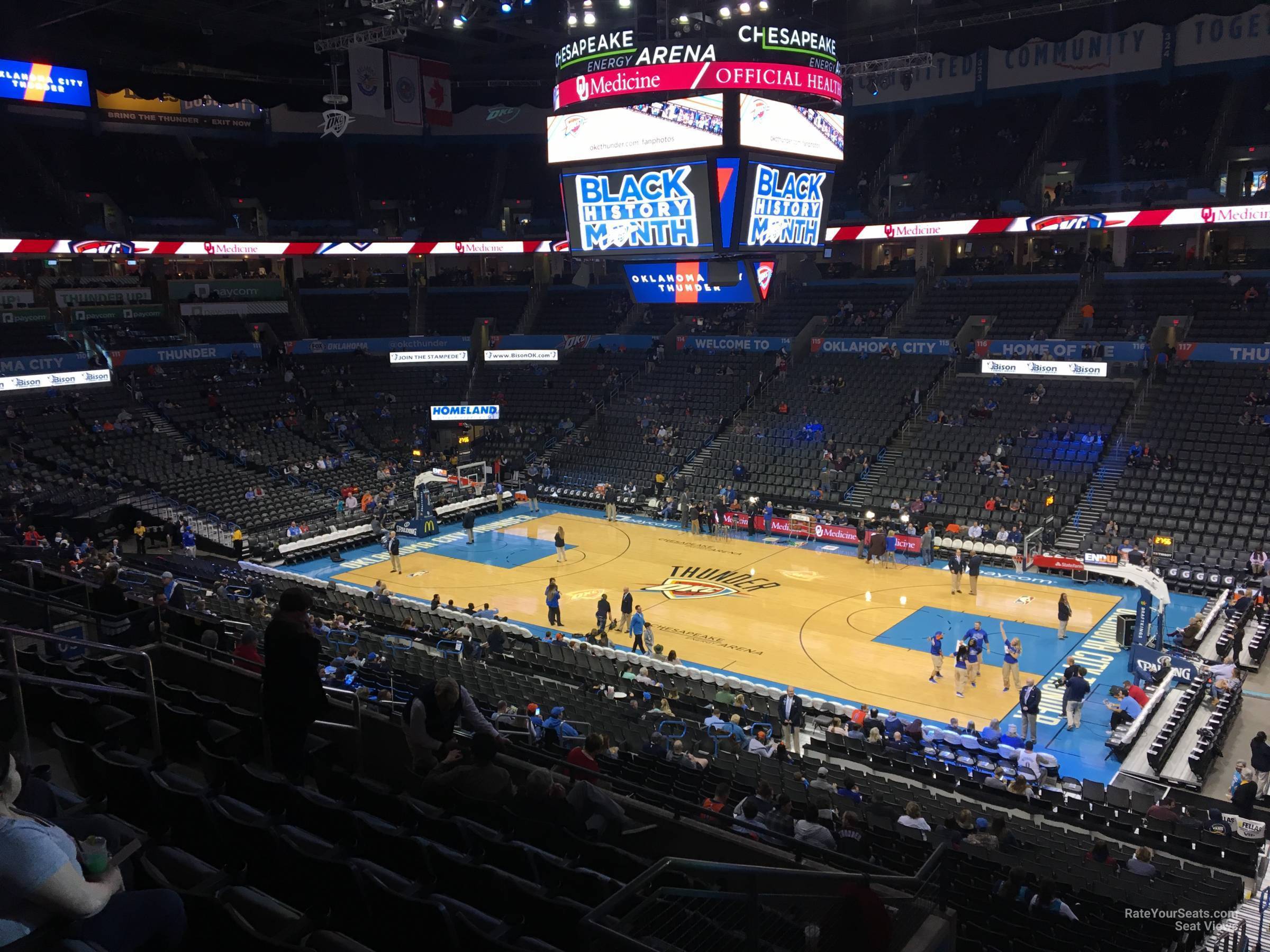section 206, row h seat view  for basketball - paycom center