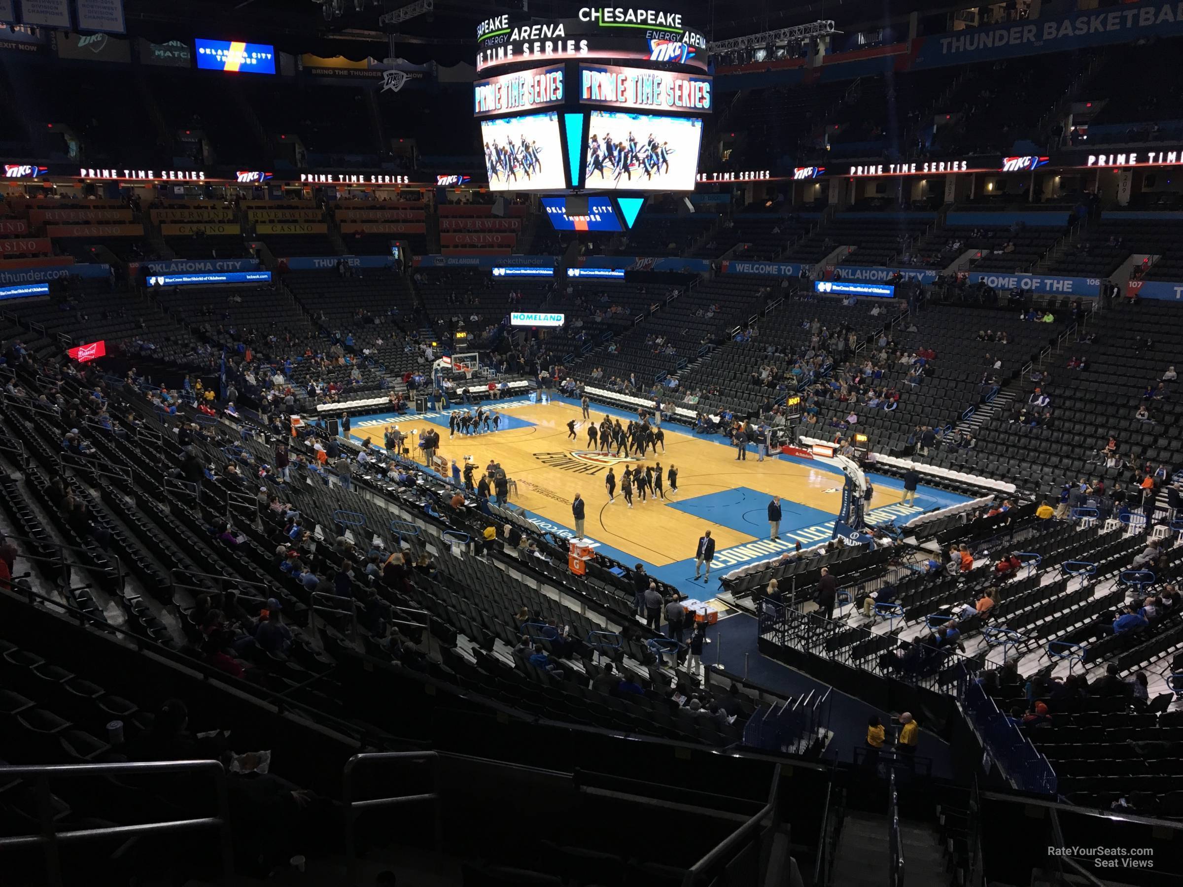 section 219, row h seat view  for basketball - paycom center