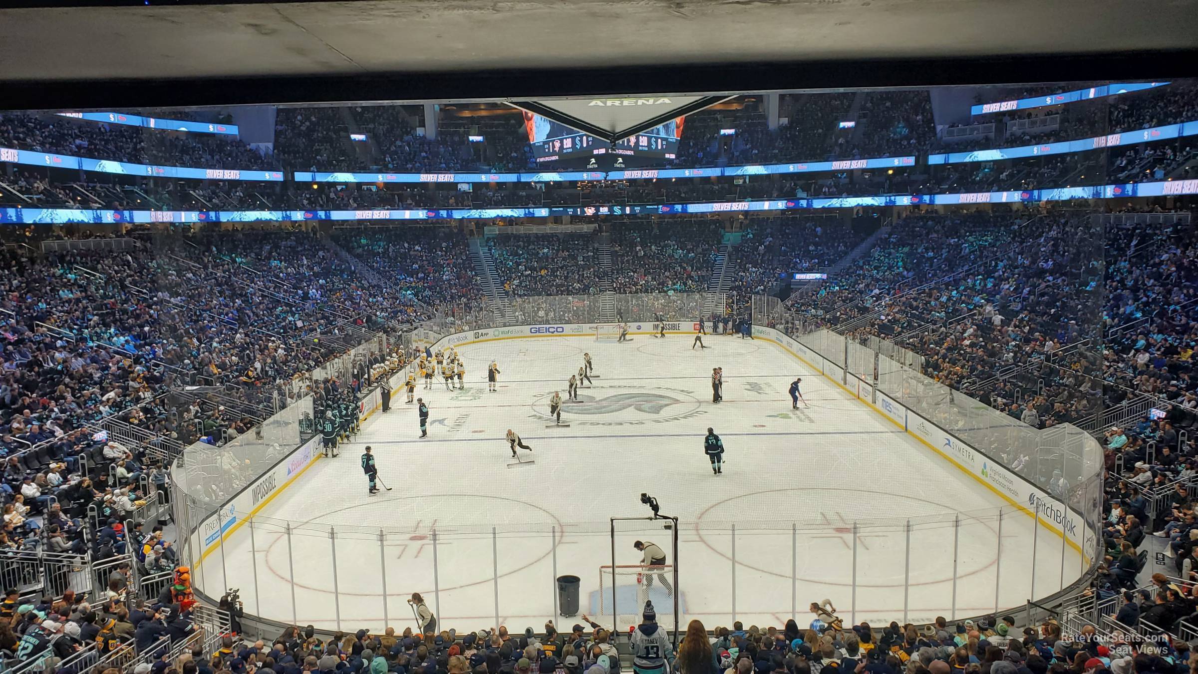 section 21, row bar seat view  for hockey - climate pledge arena